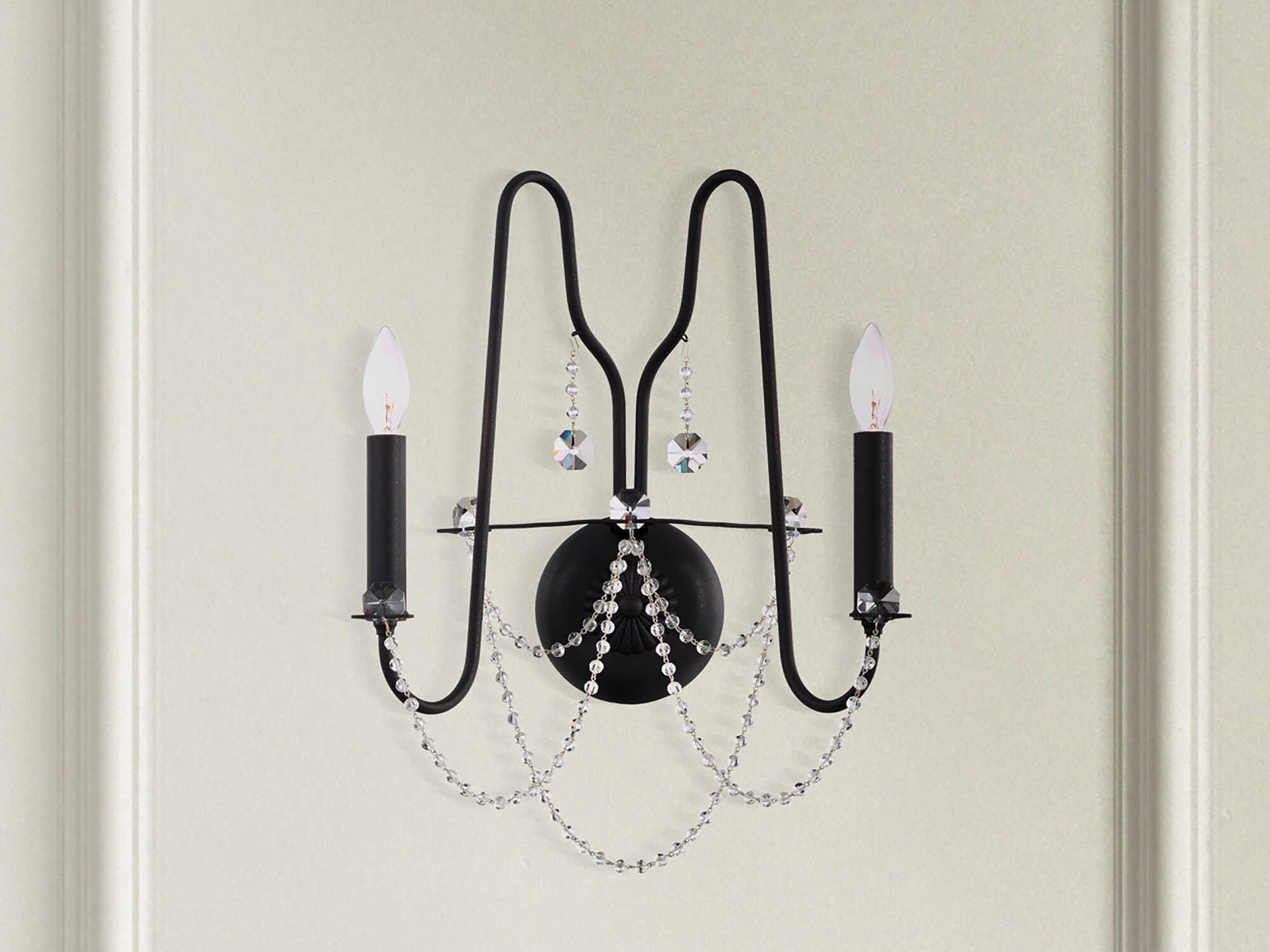 Schonbek Esmery 2-Light Black Crystal Wall Sconce