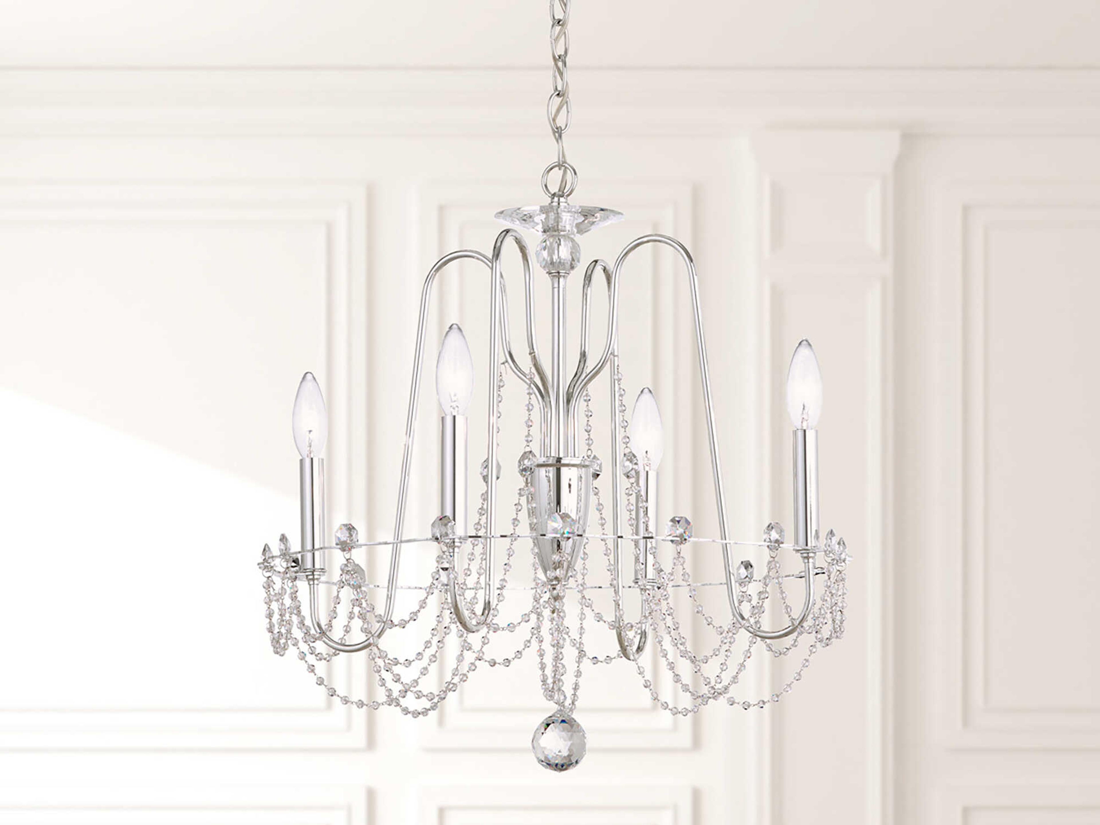 Schonbek Esmery 4-Light Silver Crystal Candelabra Chandelier