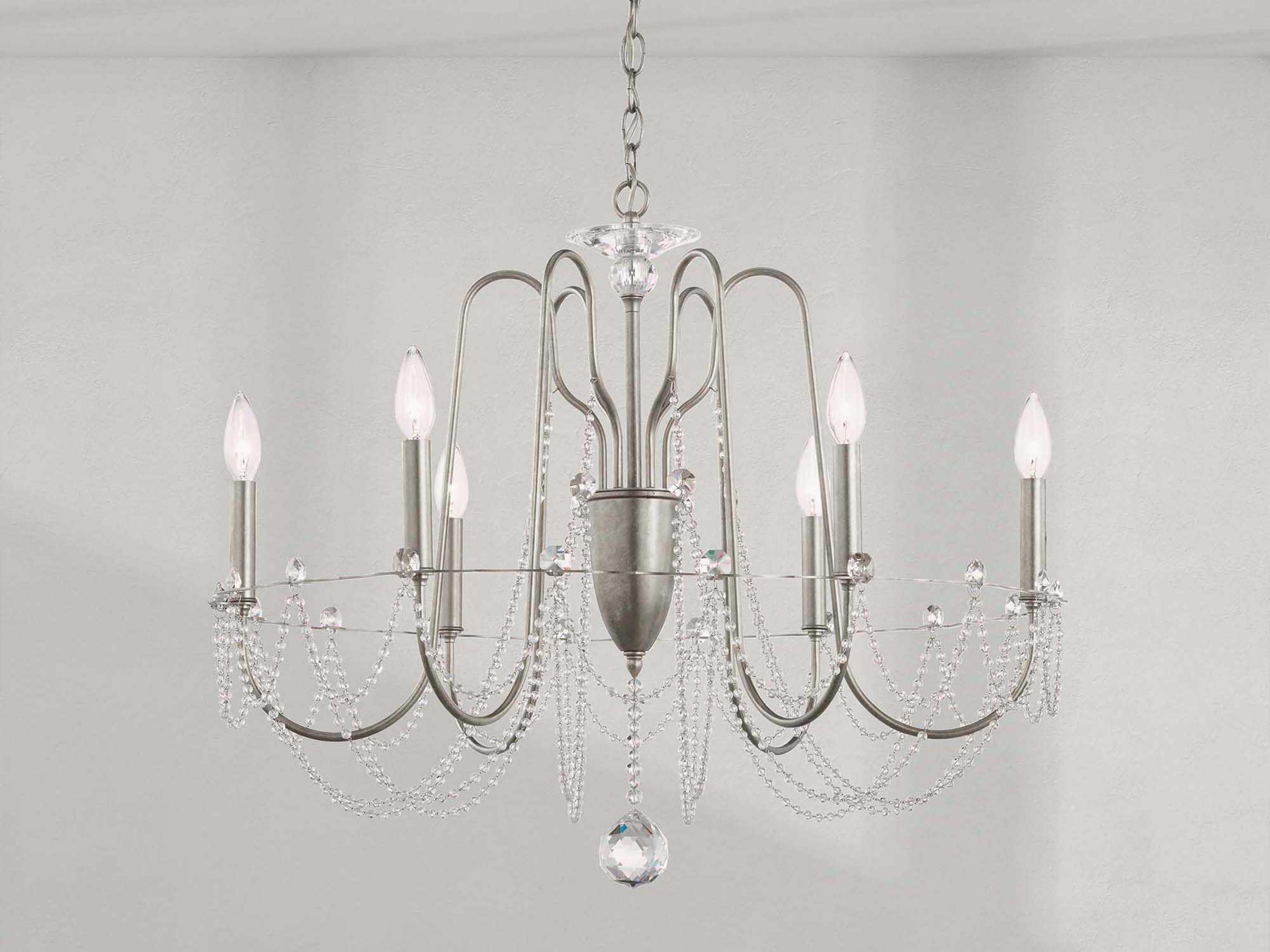 Schonbek Esmery 6-Light Silver Crystal Candelabra Chandelier