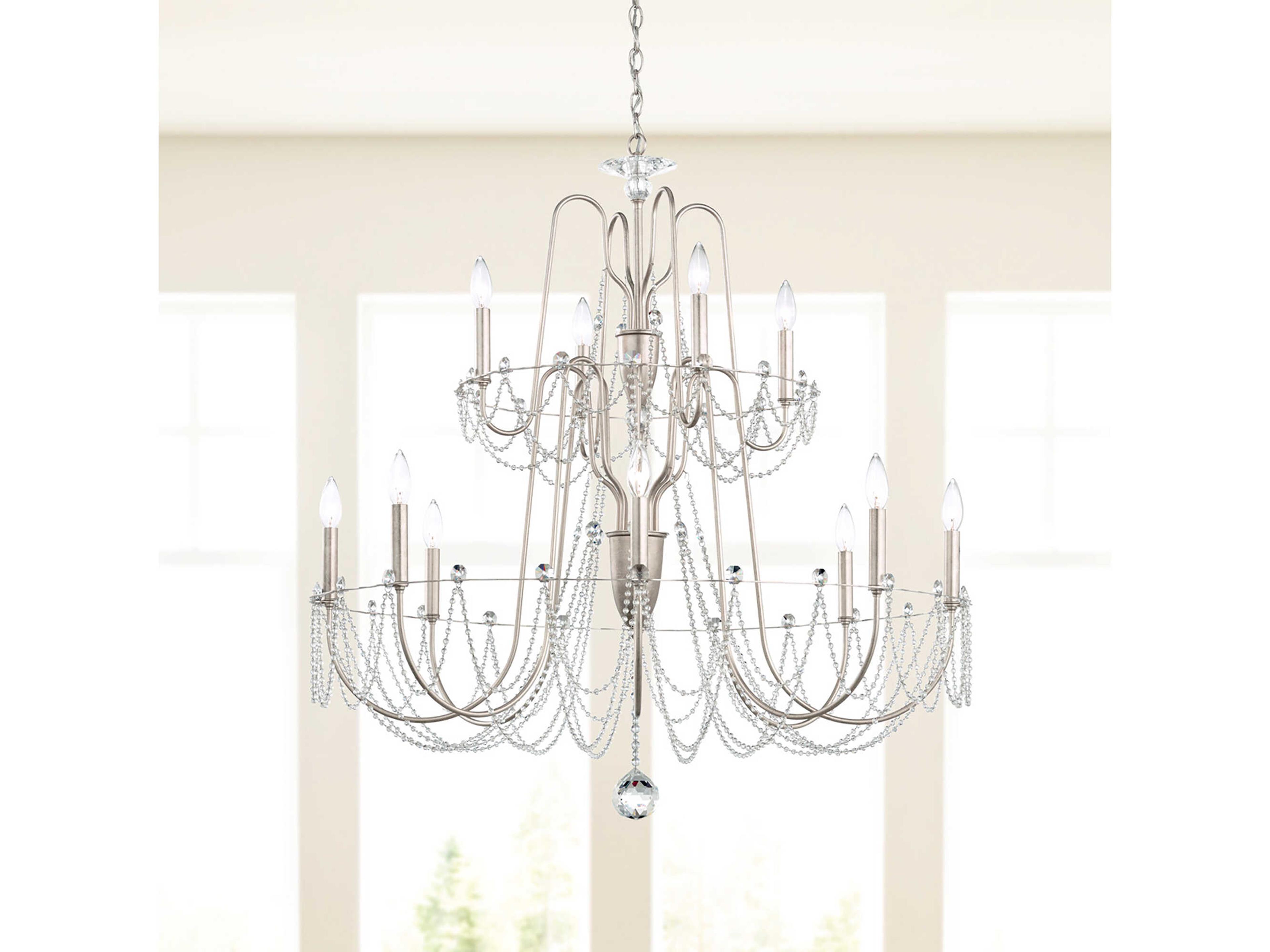 Schonbek Esmery 12-Light Silver Crystal Candelabra Chandelier