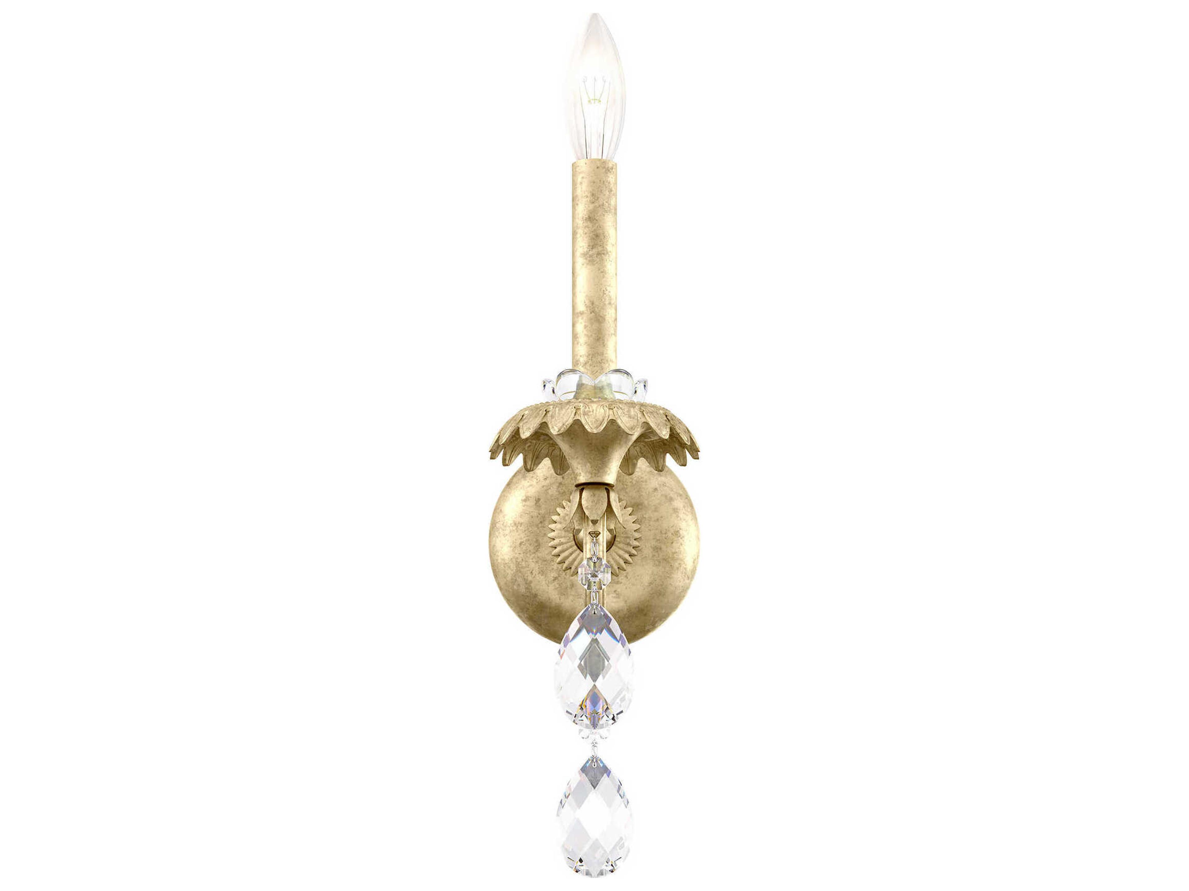 Helenia 1-Light Antique Silver Crystal Wall Sconce