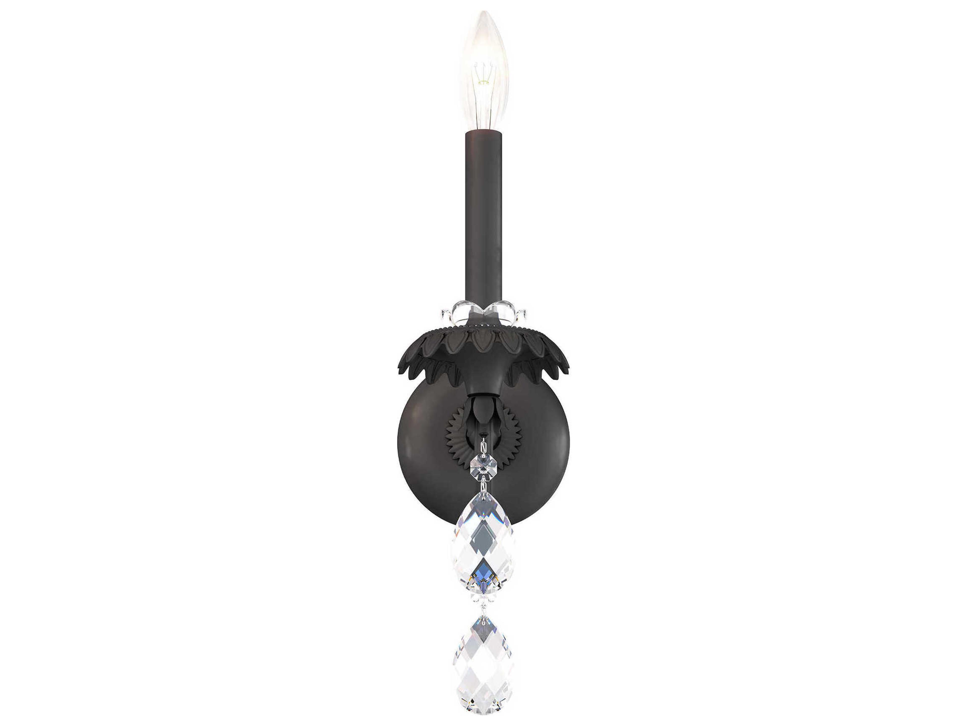 Helenia 1-Light Black Crystal Wall Sconce