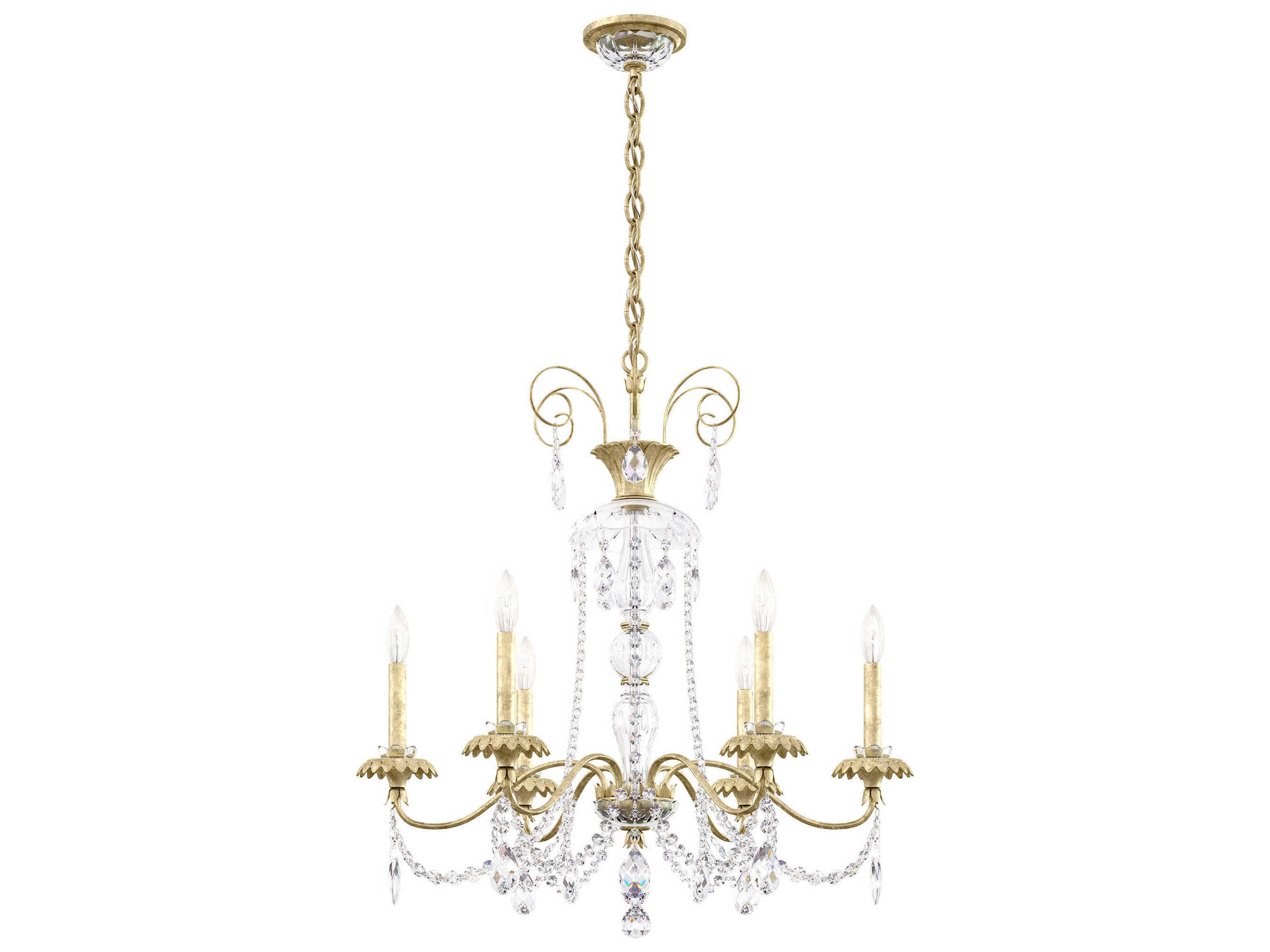 Helenia 6-Light Antique Silver Crystal Candelabra Chandelier