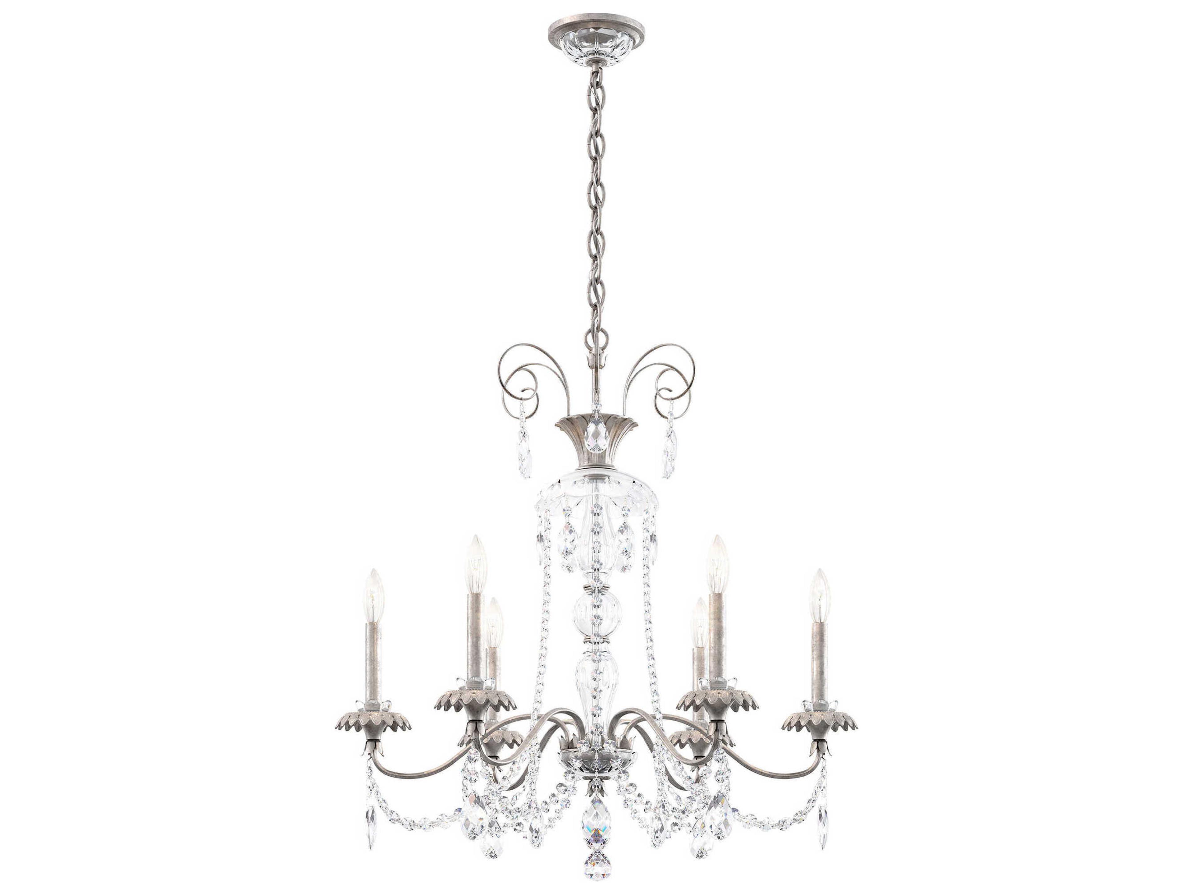 Helenia 6-Light Heirloom Silver Crystal Candelabra Chandelier
