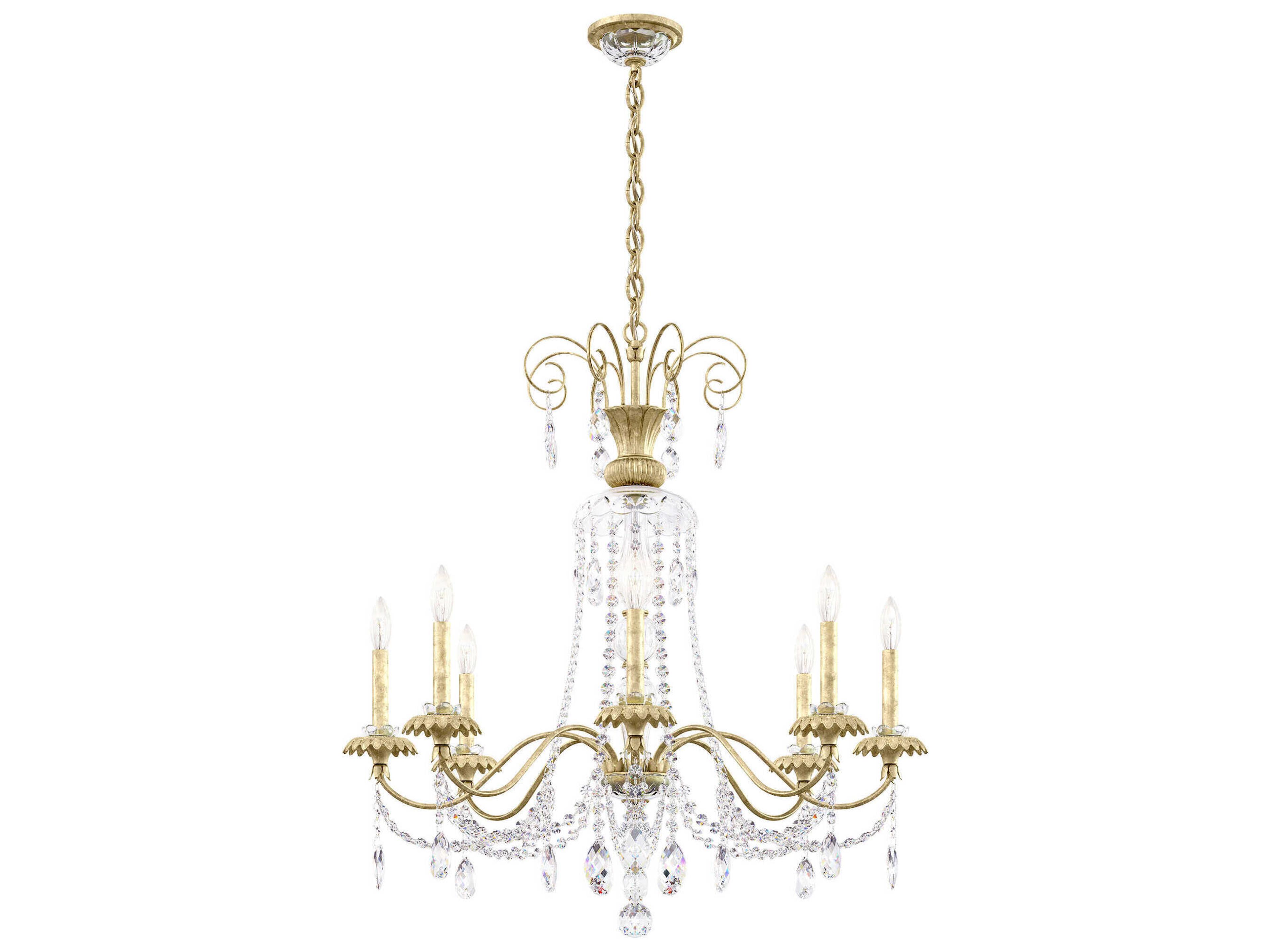 Helenia 8-Light Antique Silver Crystal Candelabra Chandelier