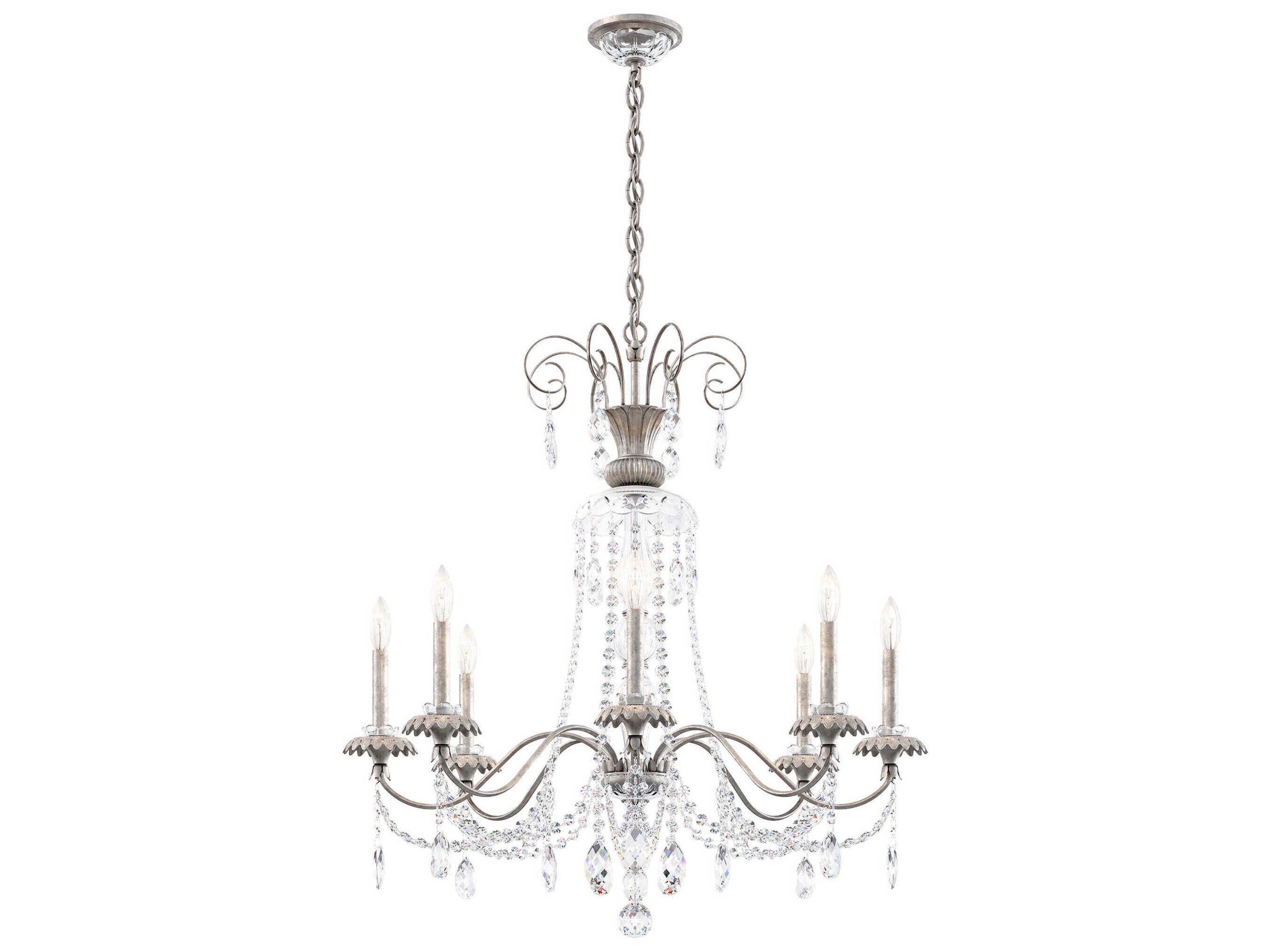 Helenia 8-Light Heirloom Silver Crystal Candelabra Chandelier