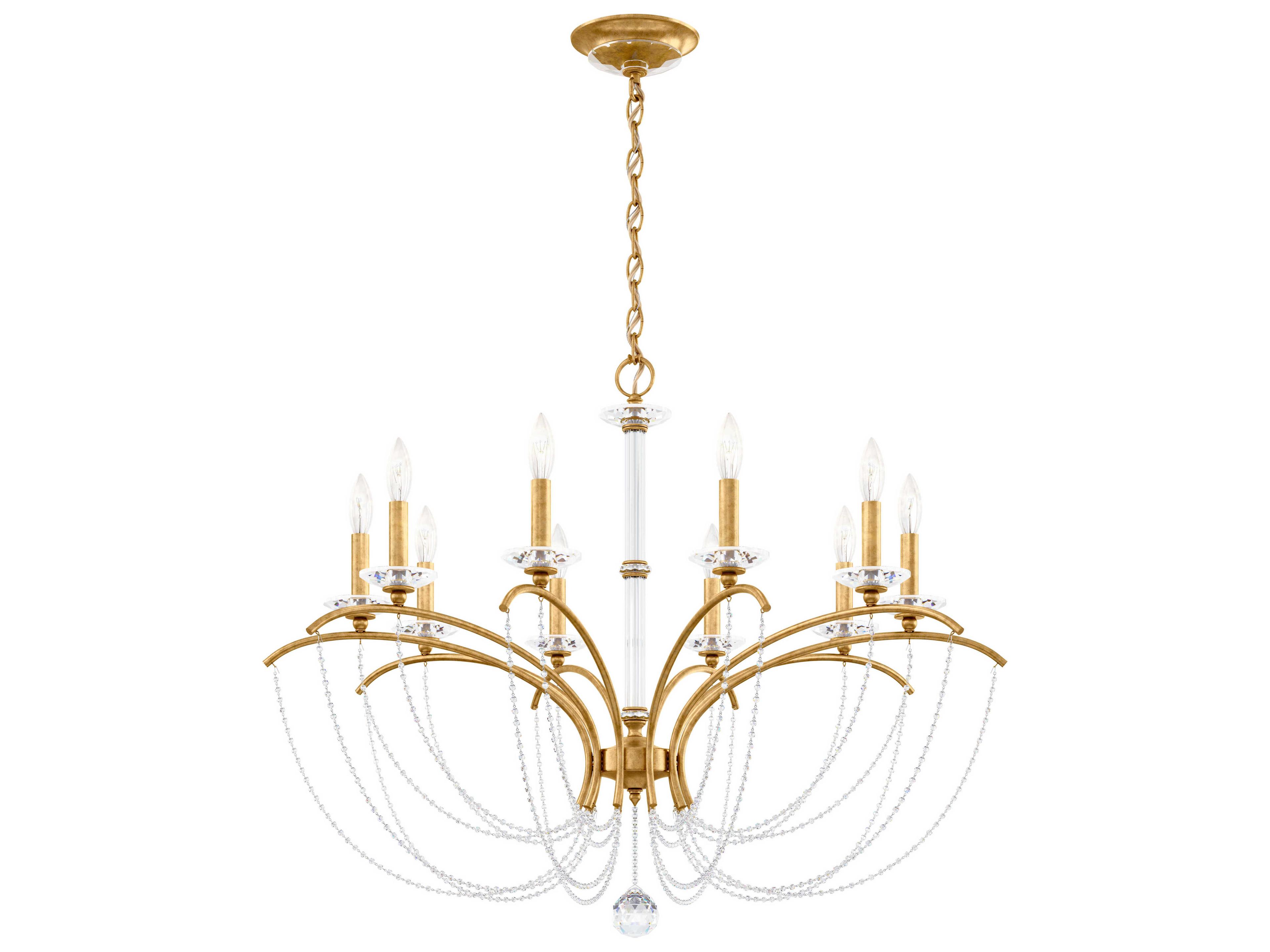Priscilla 10-Light Gold Crystal Candelabra Chandelier
