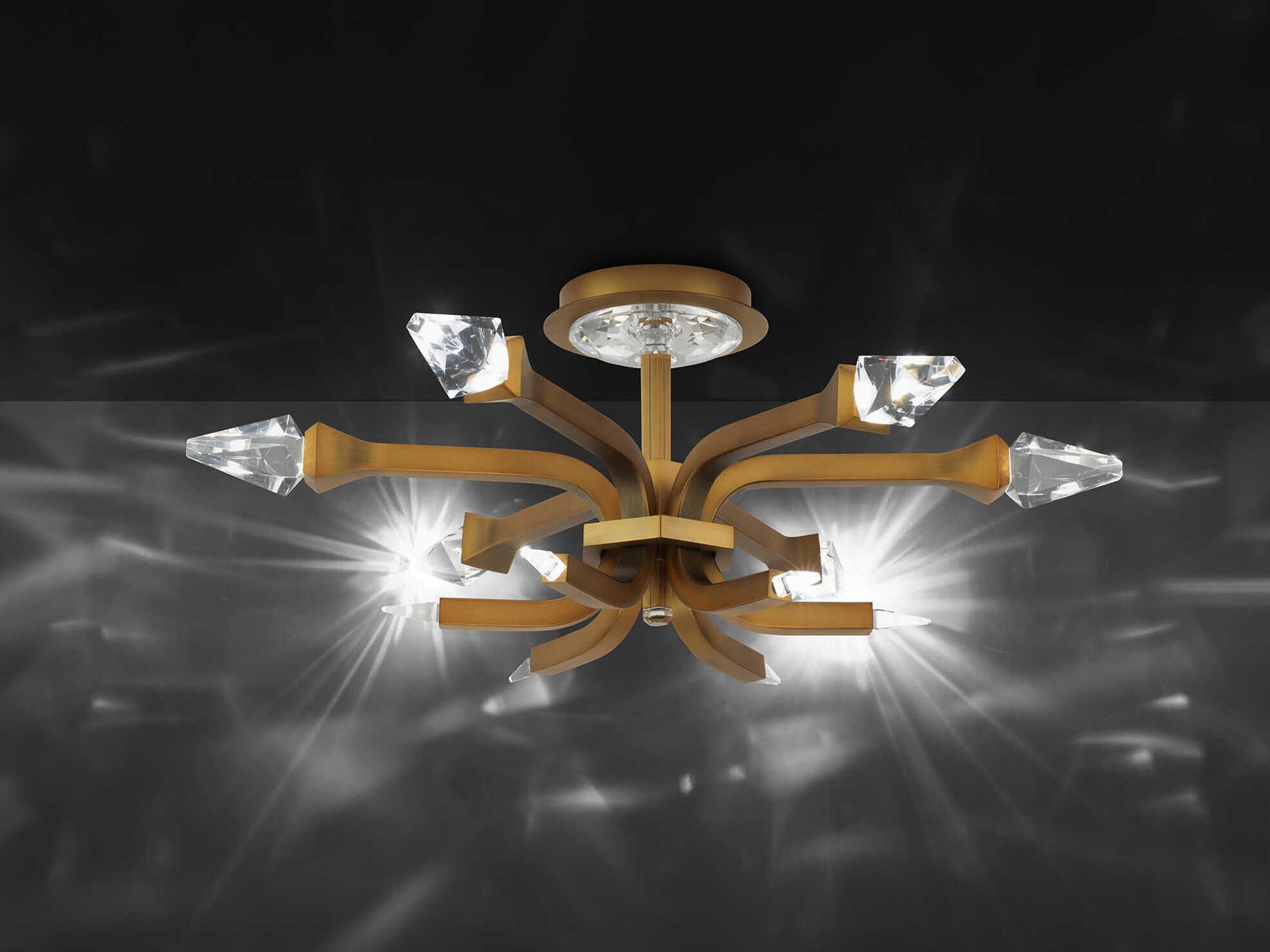 Schonbek Plumeria 6-Light Aged Brass Semi Flush Mount