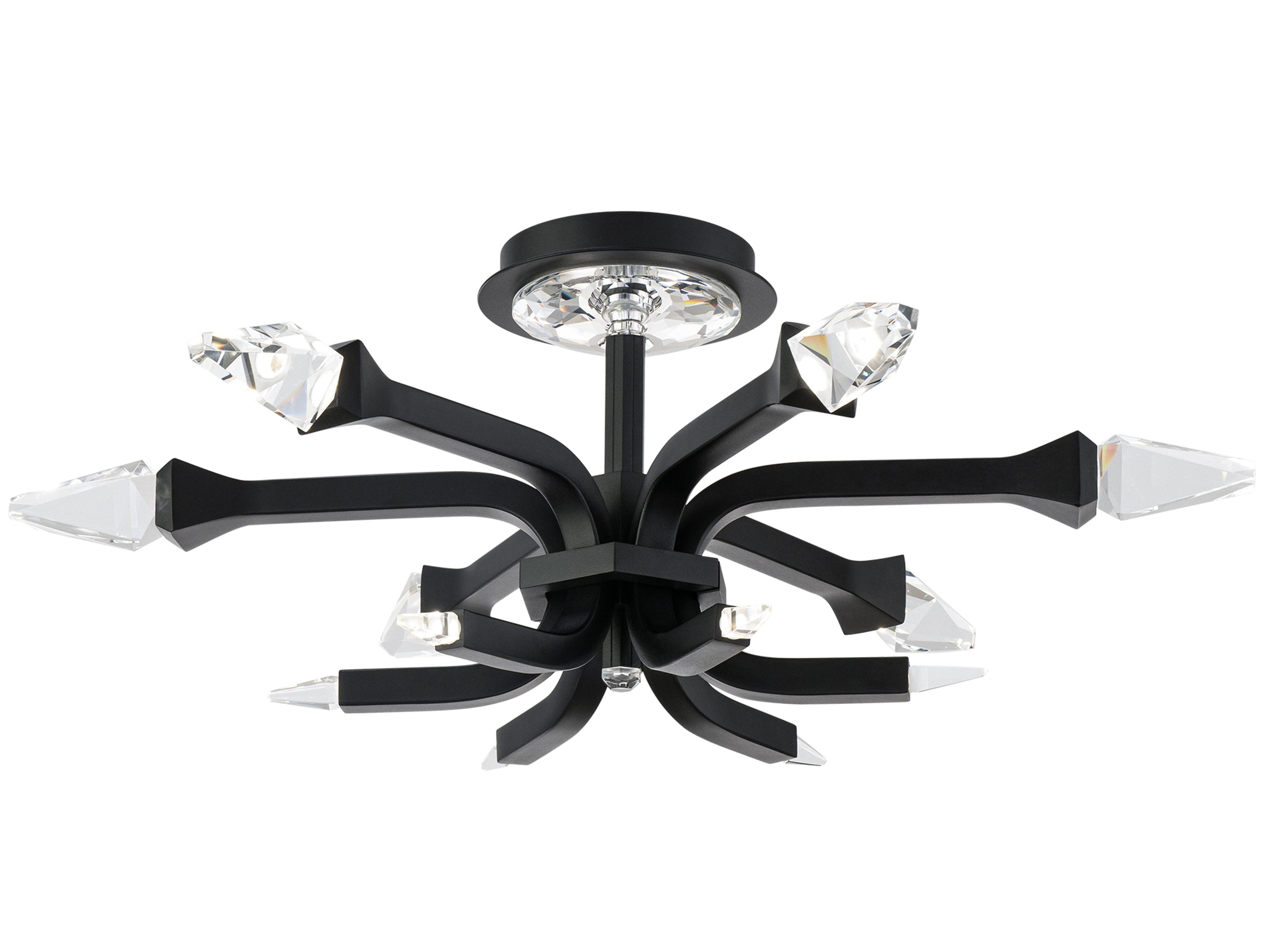 Plumeria Black Linear Semi Flush Mount