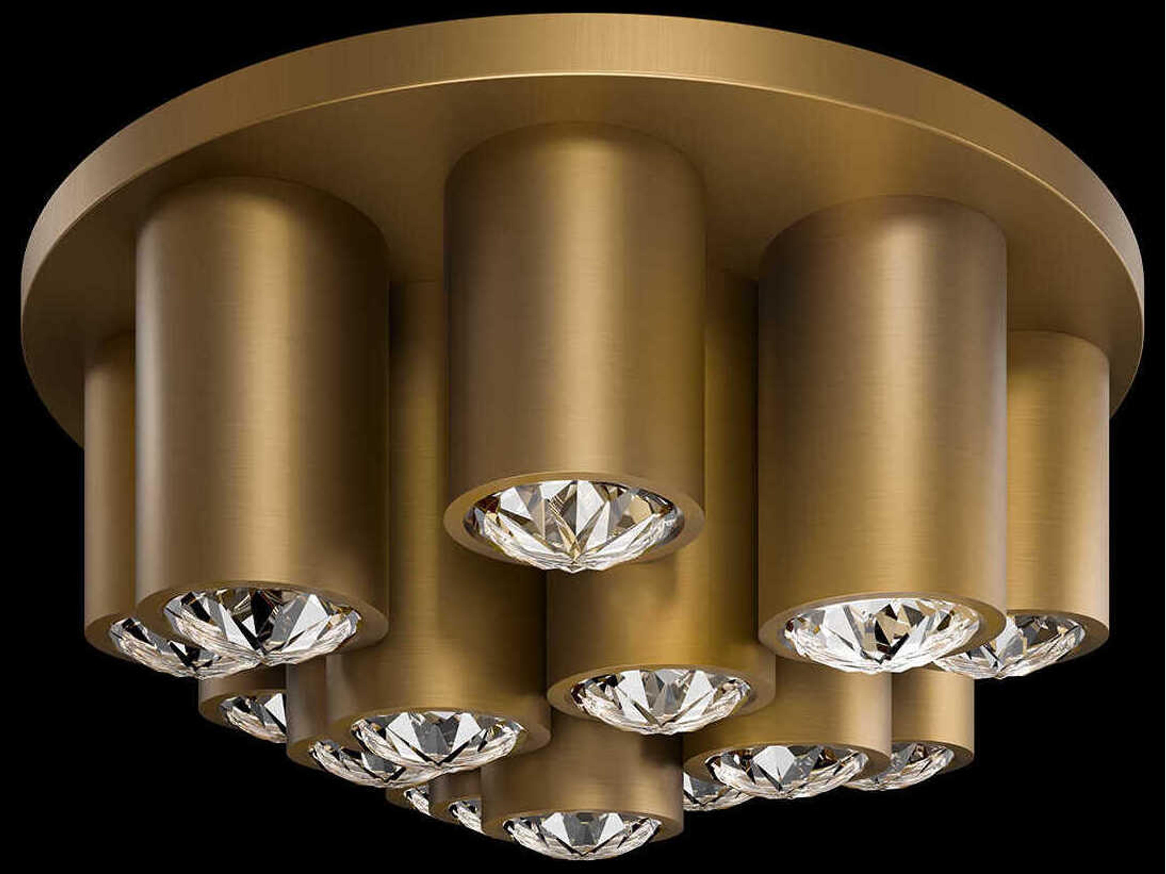 Tamara Aged Brass Cylinder Flush Mount