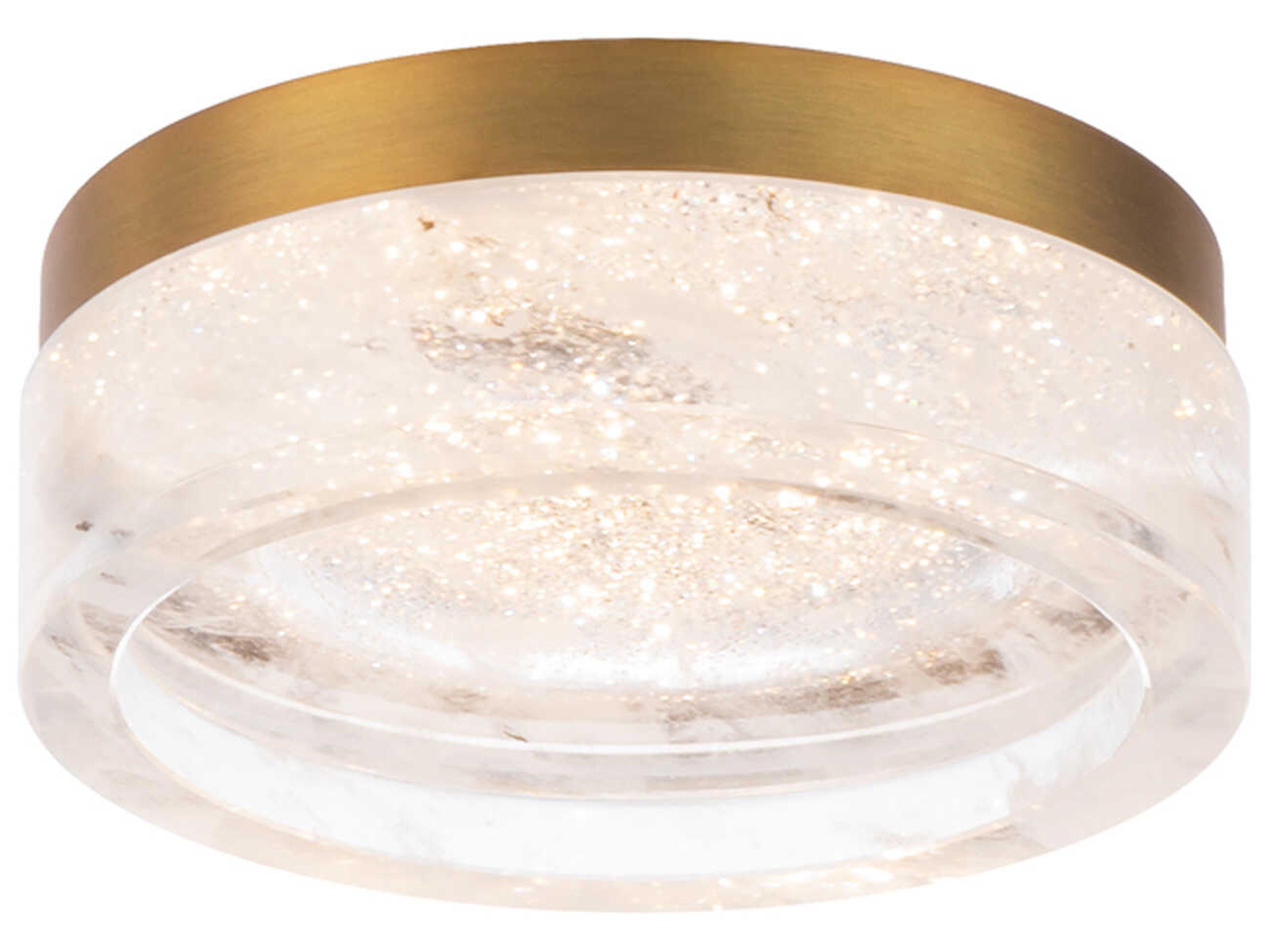 Melange 1-Light Aged Brass Round Flush Mount