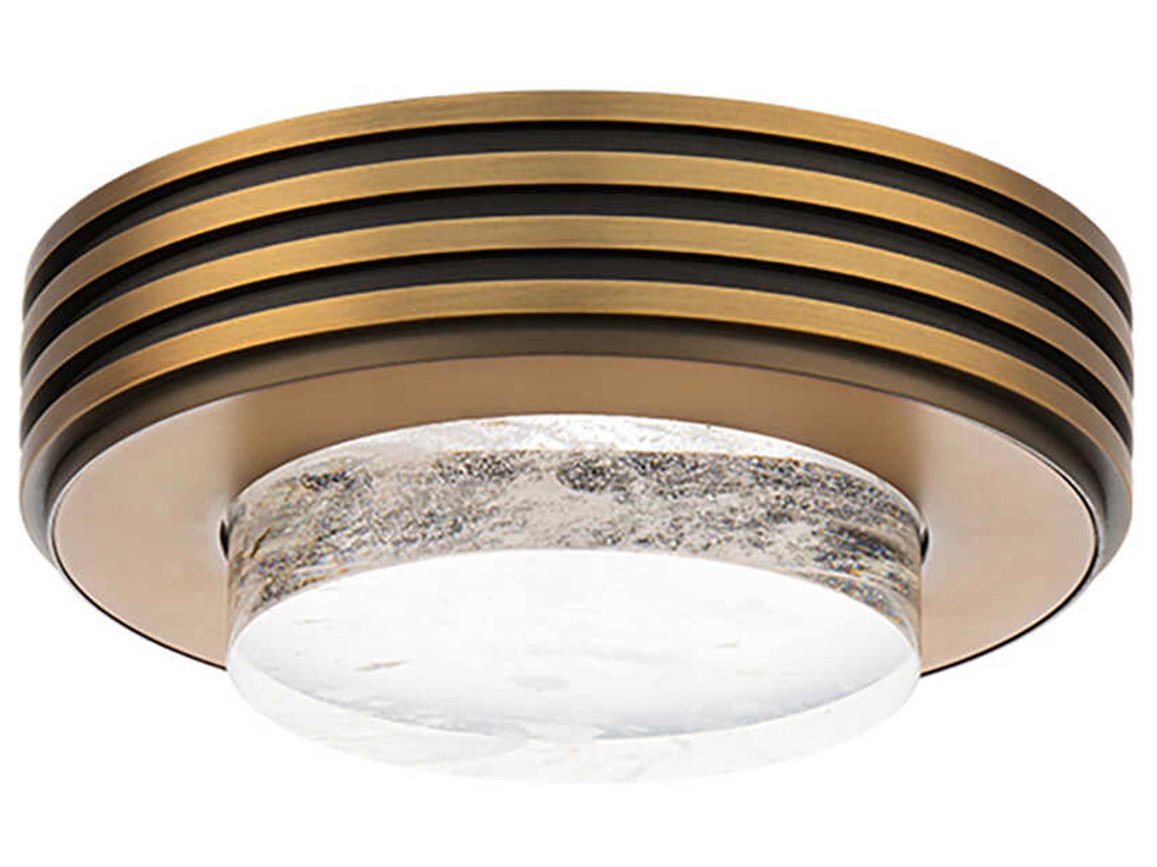 Zircle 1-Light Aged Brass Round Flush Mount