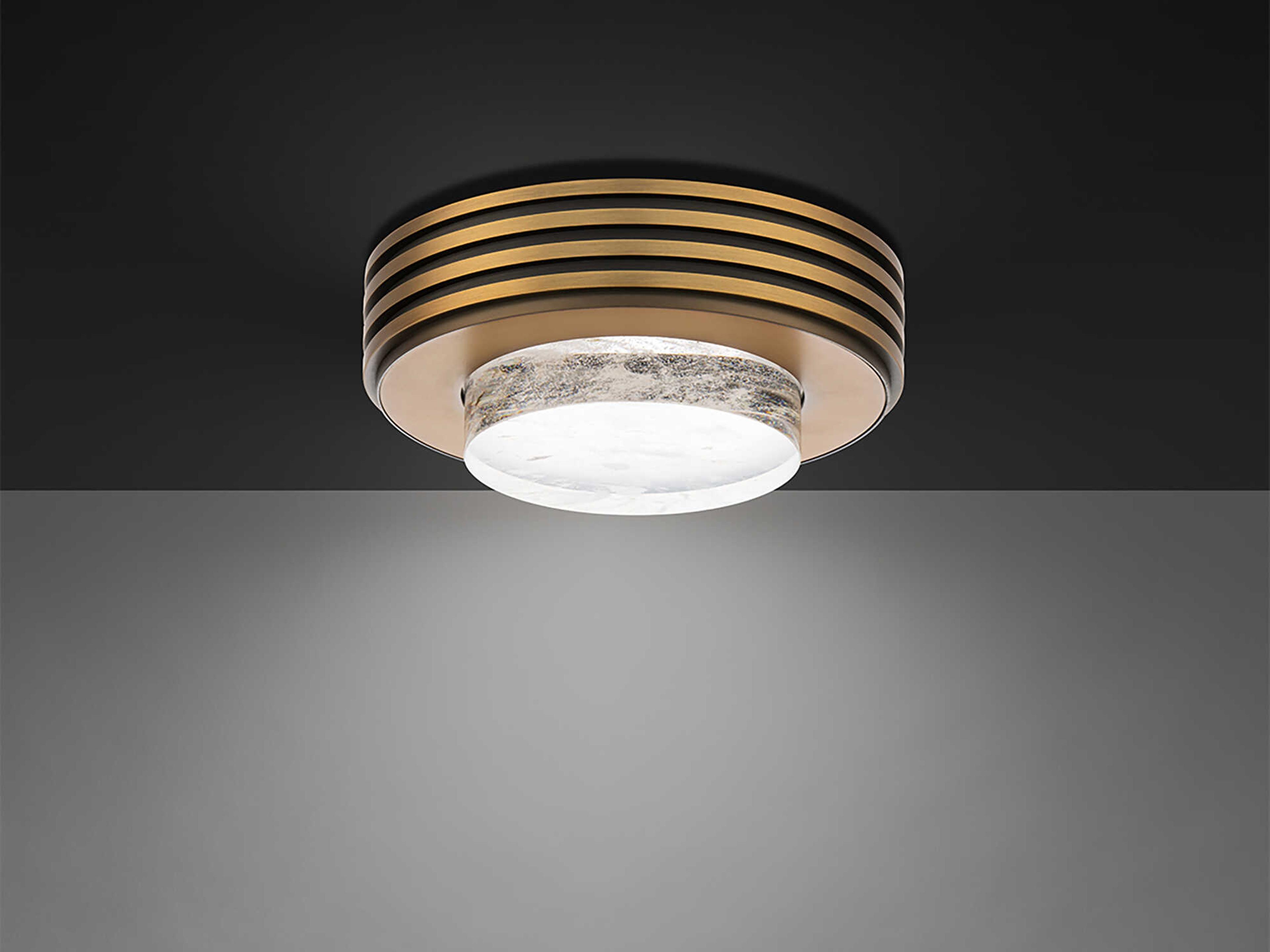 Schonbek Zircle 1-Light Aged Brass Round Flush Mount
