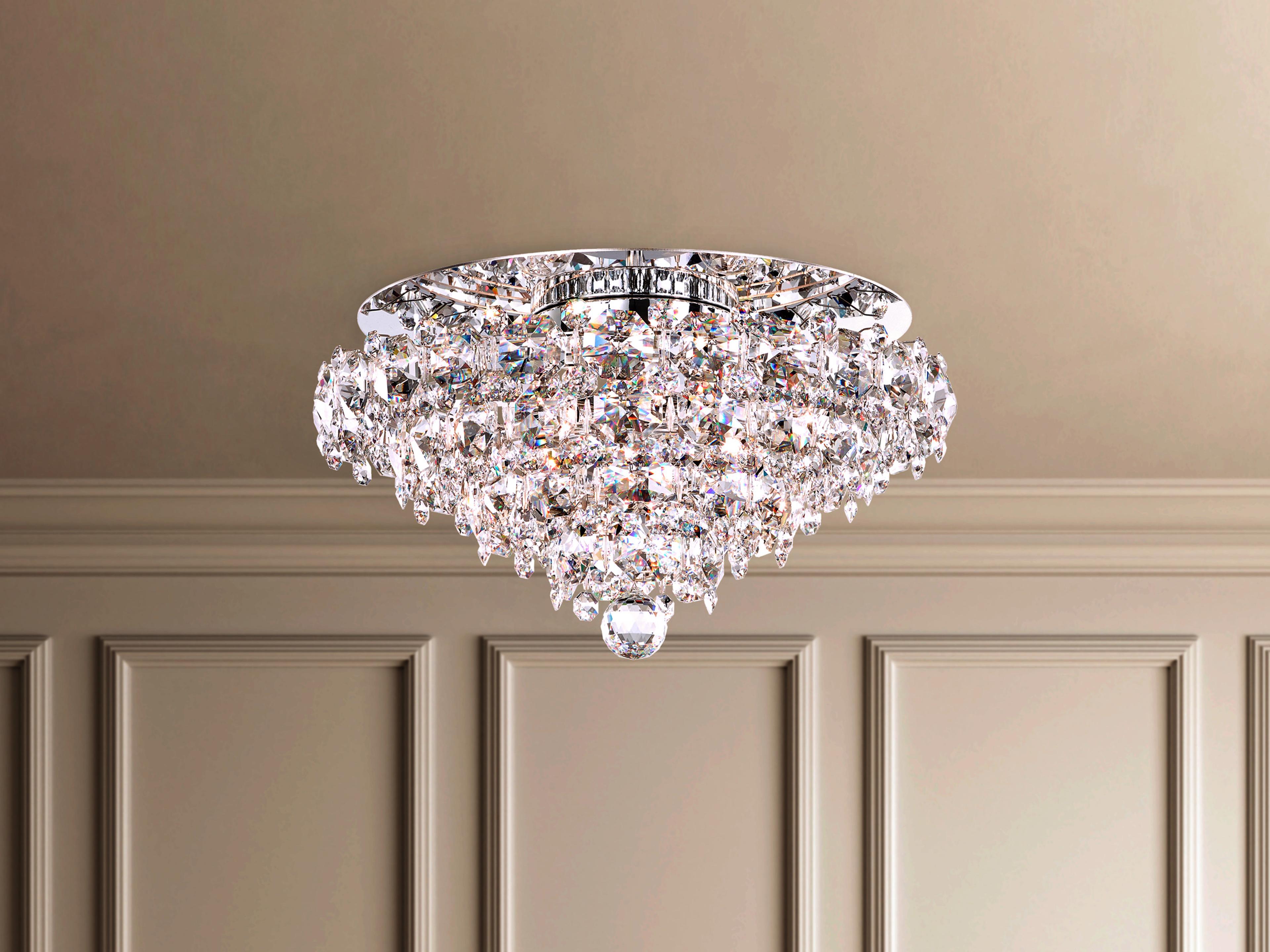 Schonbek Baronet 4-Light Silver Crystal Flush Mount