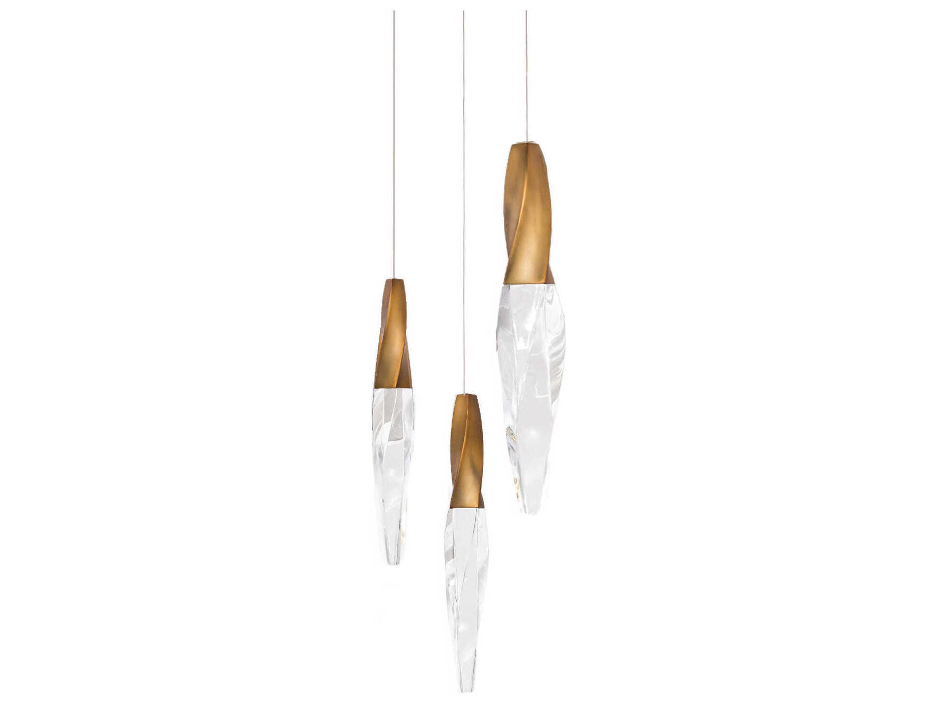 Kindjal 3-Light Aged Brass Linear Mini Pendant