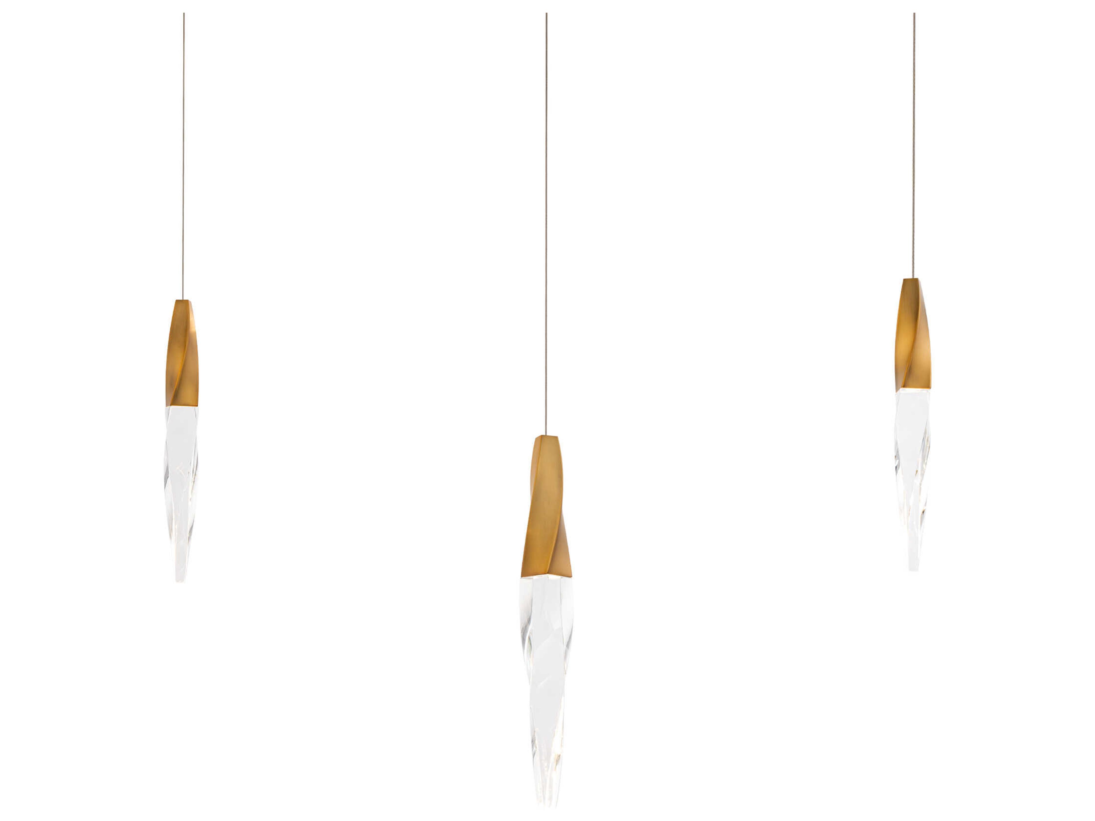 Kindjal 3-Light Aged Brass Linear Island Pendant