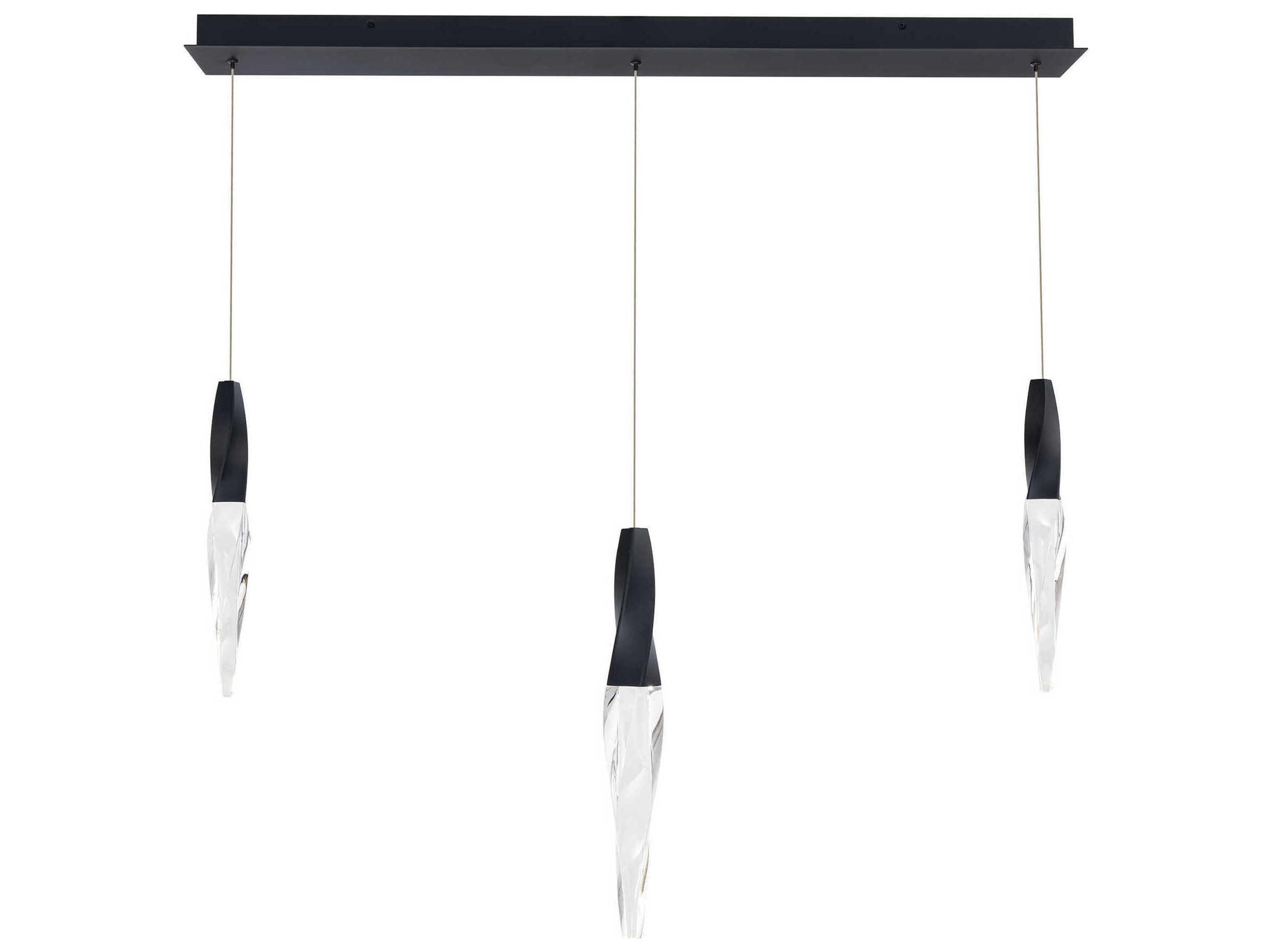 Kindjal 3-Light Black Linear Island Pendant