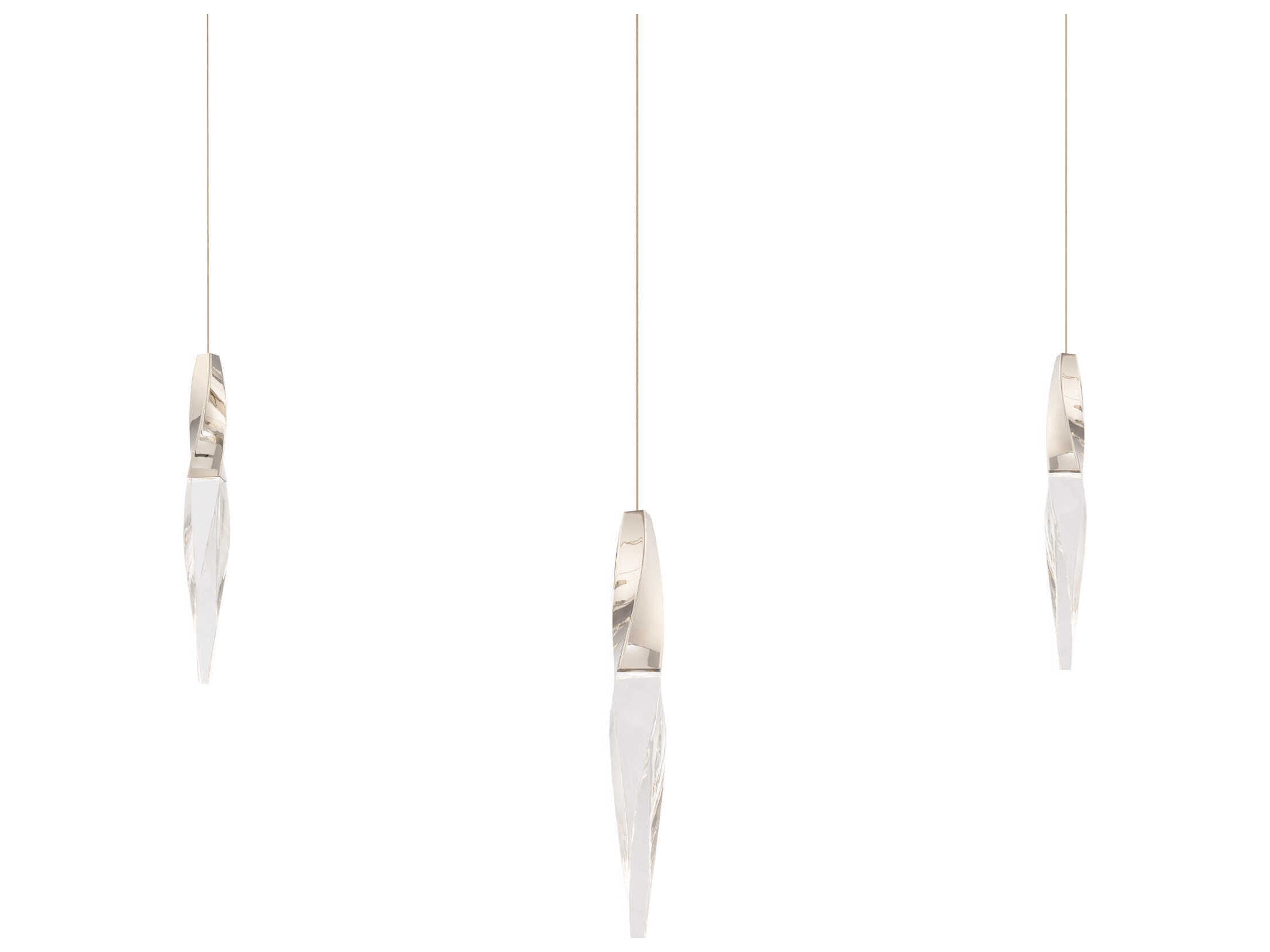 Kindjal 3-Light Polished Nickel Linear Island Pendant