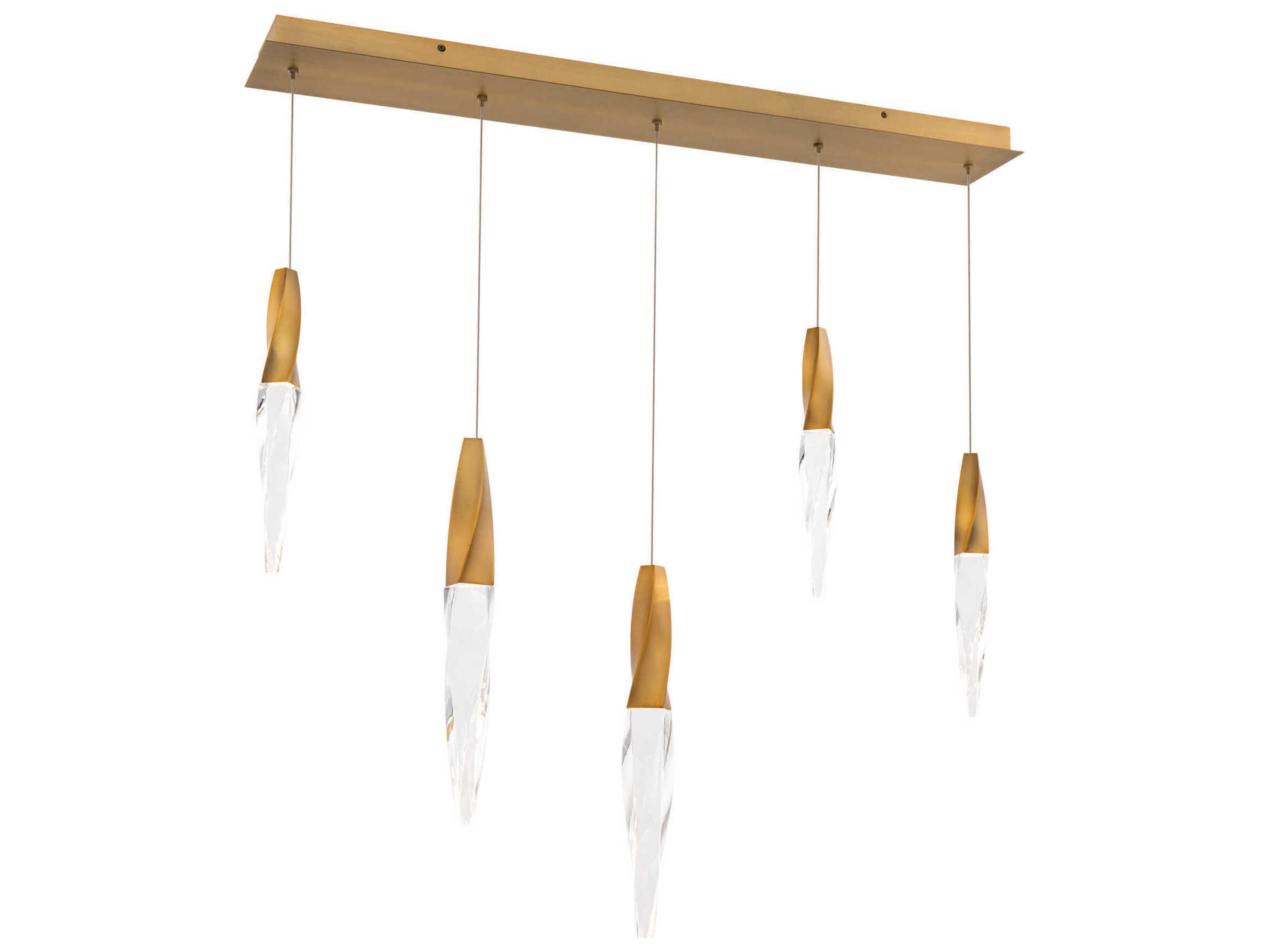 Kindjal 5-Light Aged Brass Linear Island Pendant