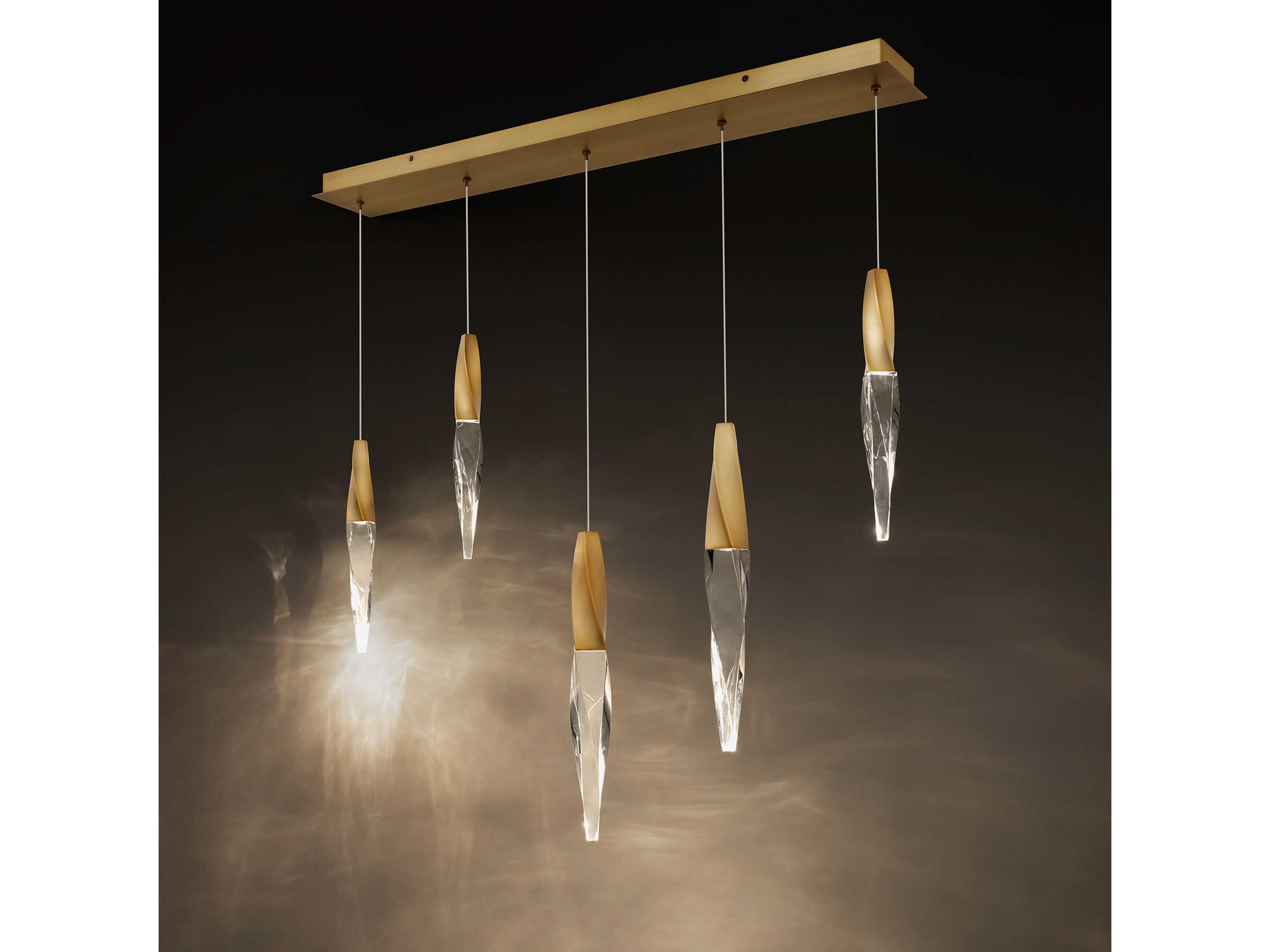 Schonbek Kindjal 5-Light Aged Brass Linear Island Pendant