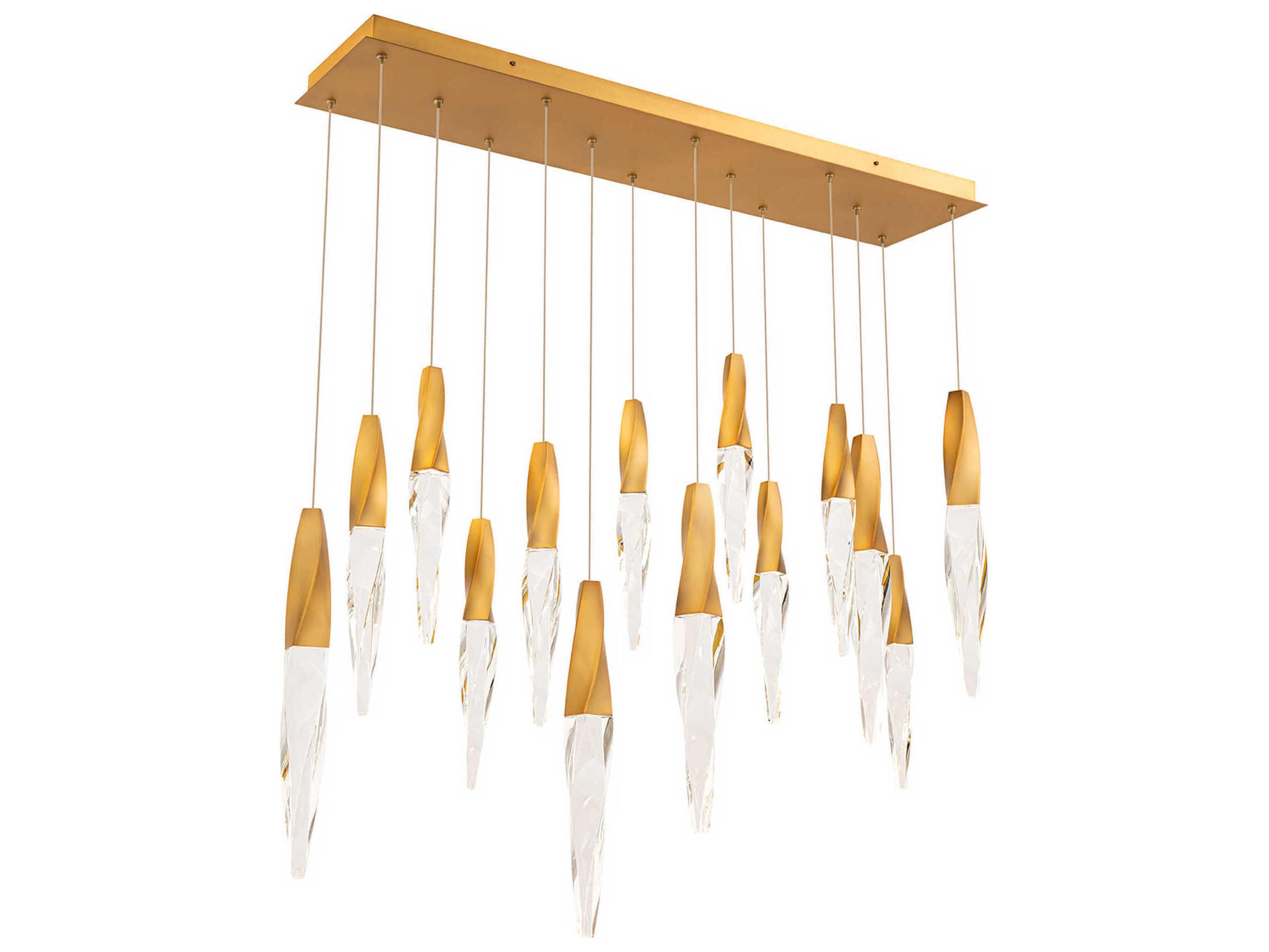 Kindjal 14-Light Aged Brass Linear Island Pendant