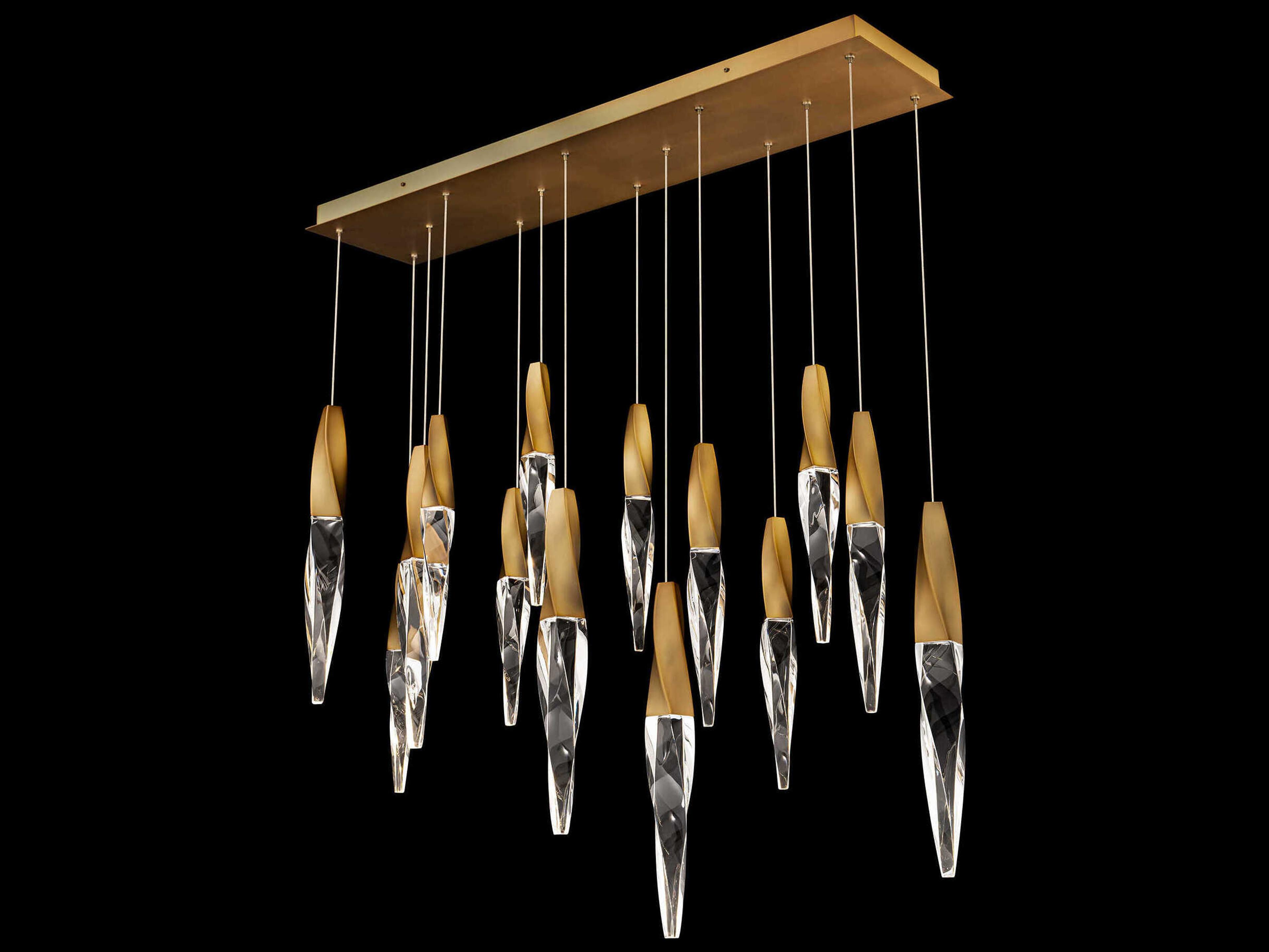 Schonbek Kindjal 14-Light Aged Brass Linear Island Pendant