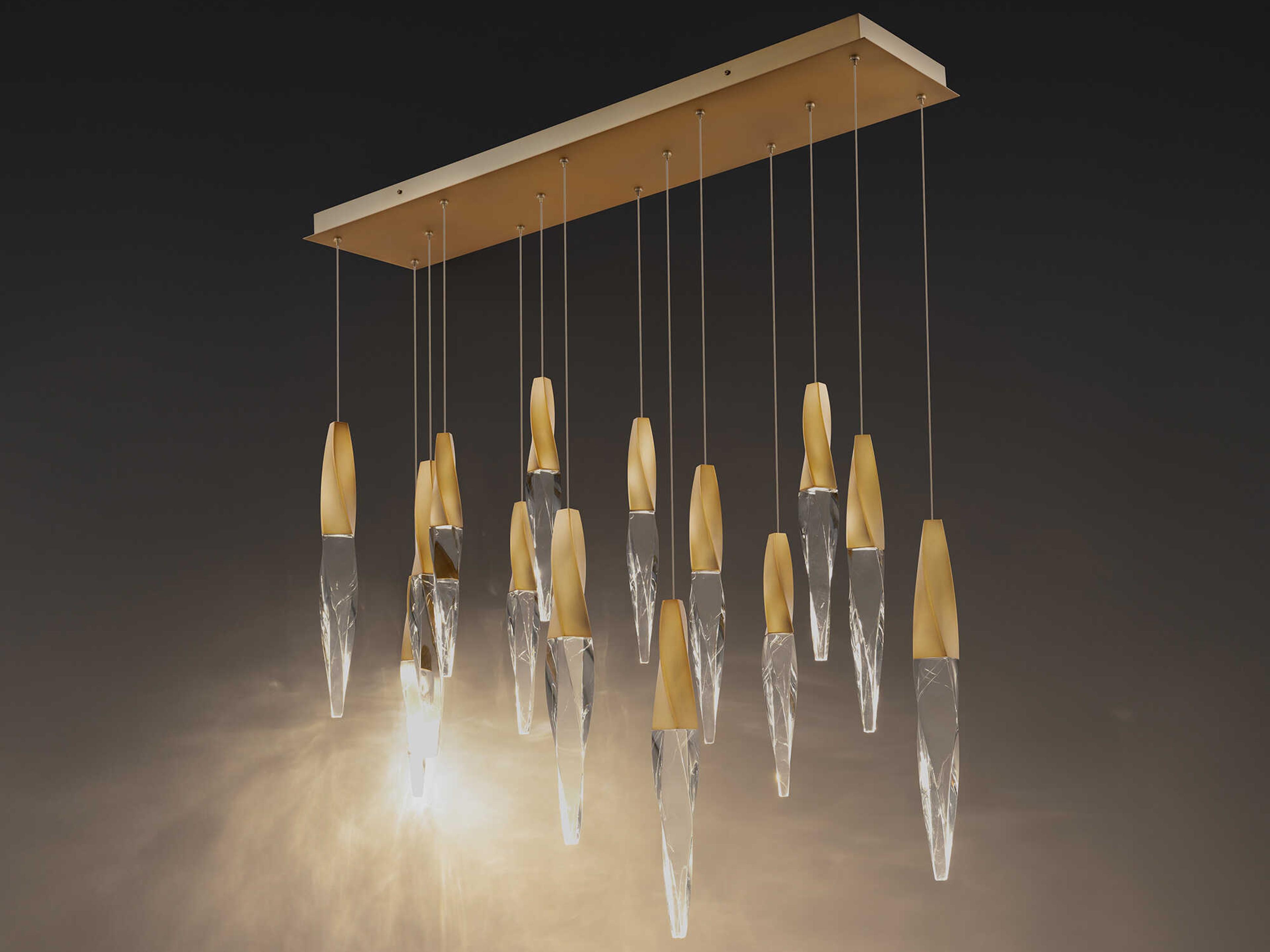 Schonbek Kindjal 14-Light Aged Brass Linear Island Pendant