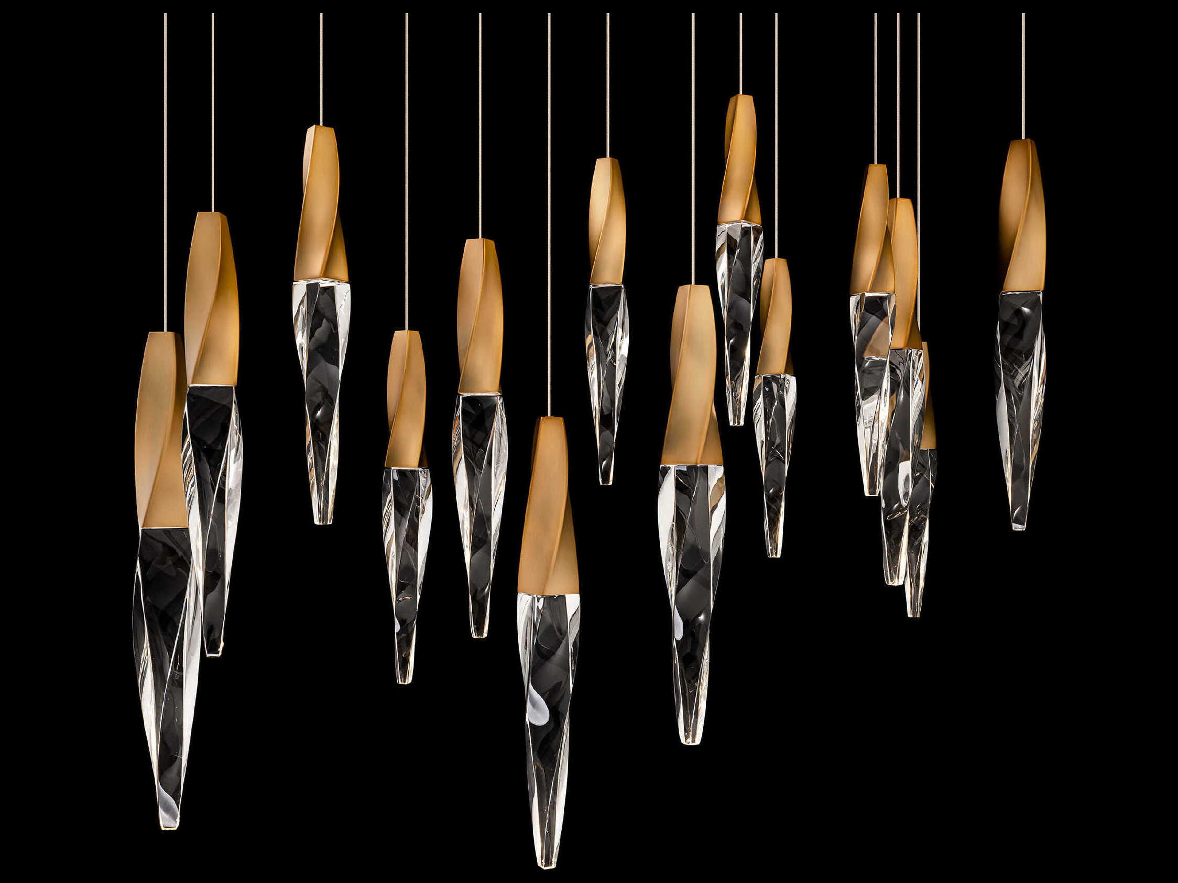 Schonbek Kindjal 14-Light Aged Brass Linear Island Pendant