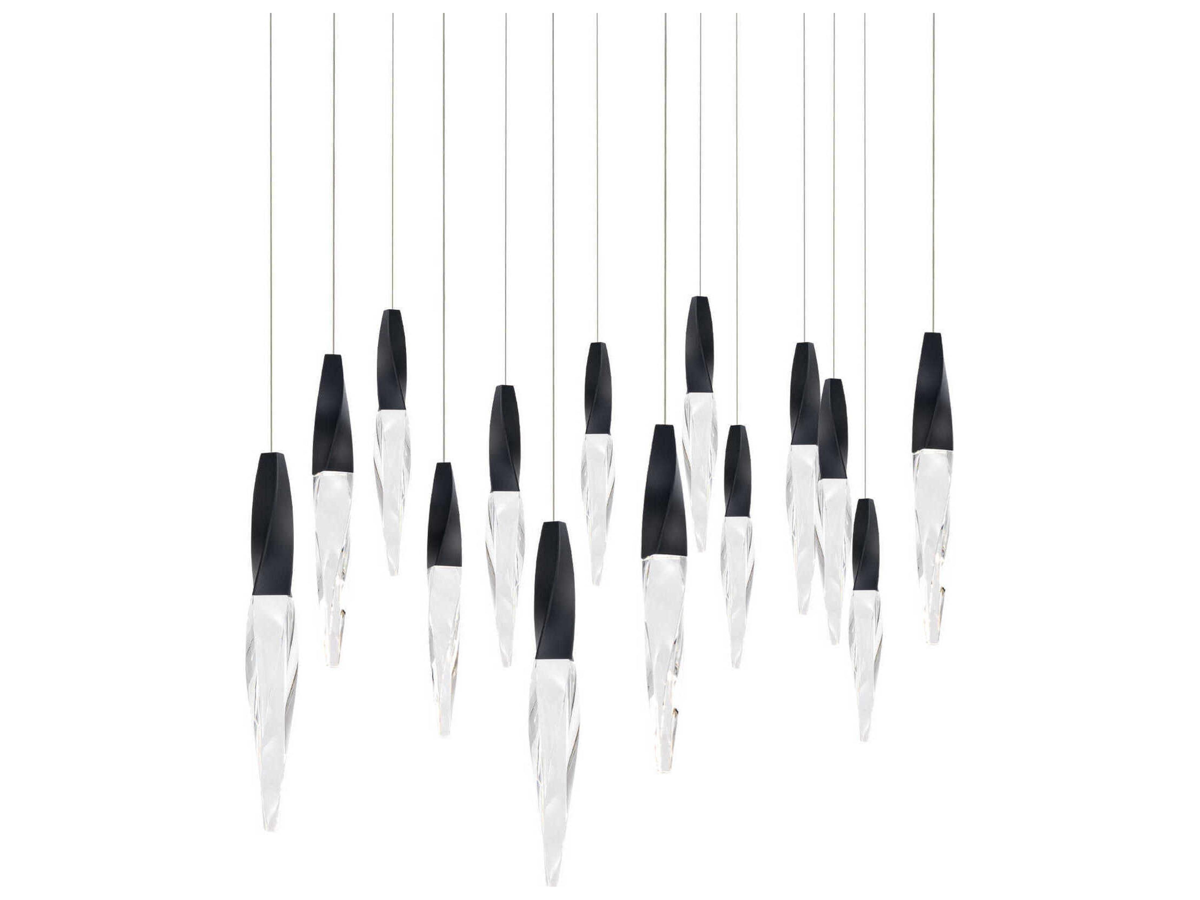 Kindjal 14-Light Black Linear Island Pendant