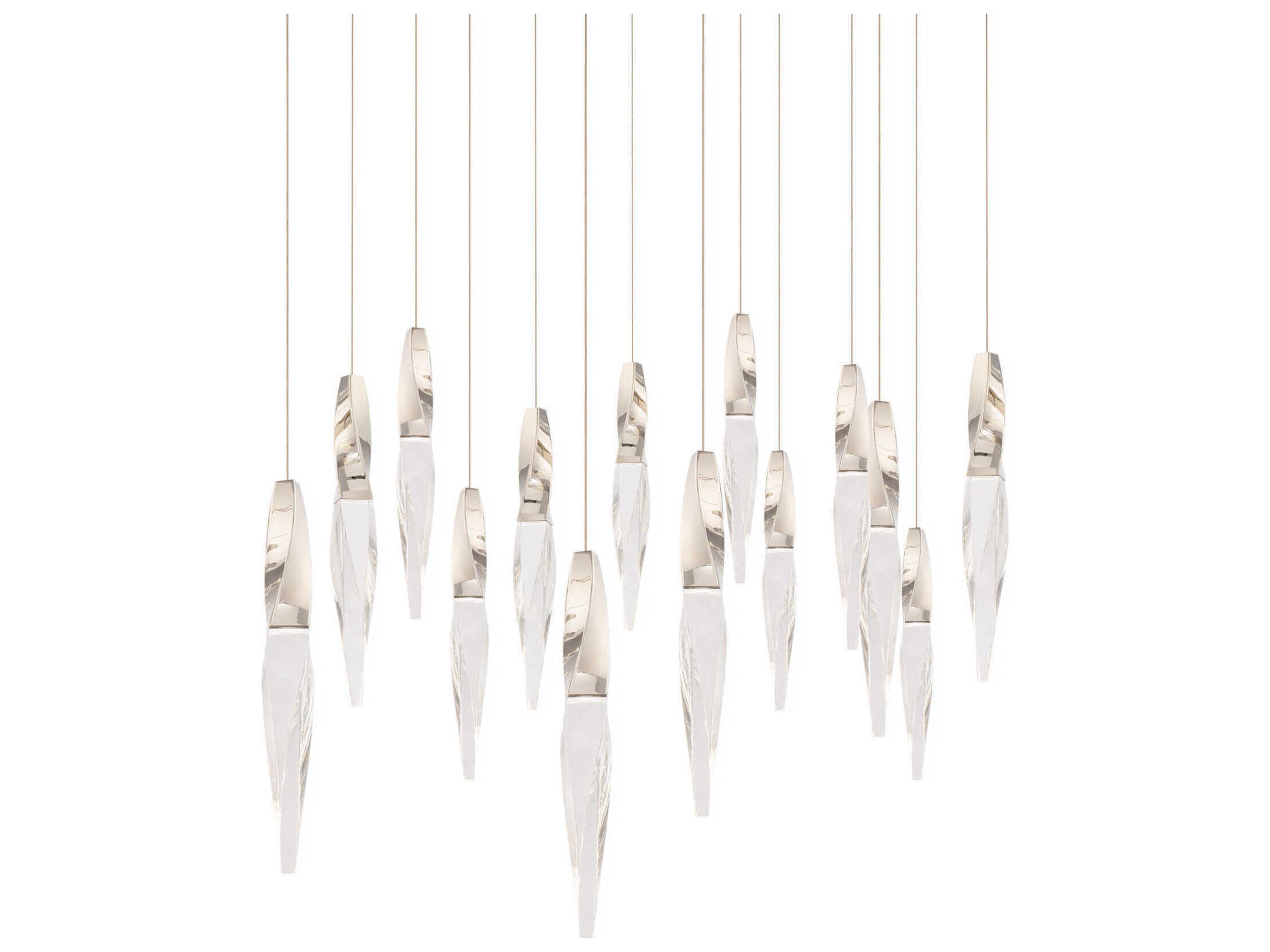 Kindjal 14-Light Polished Nickel Linear Island Pendant