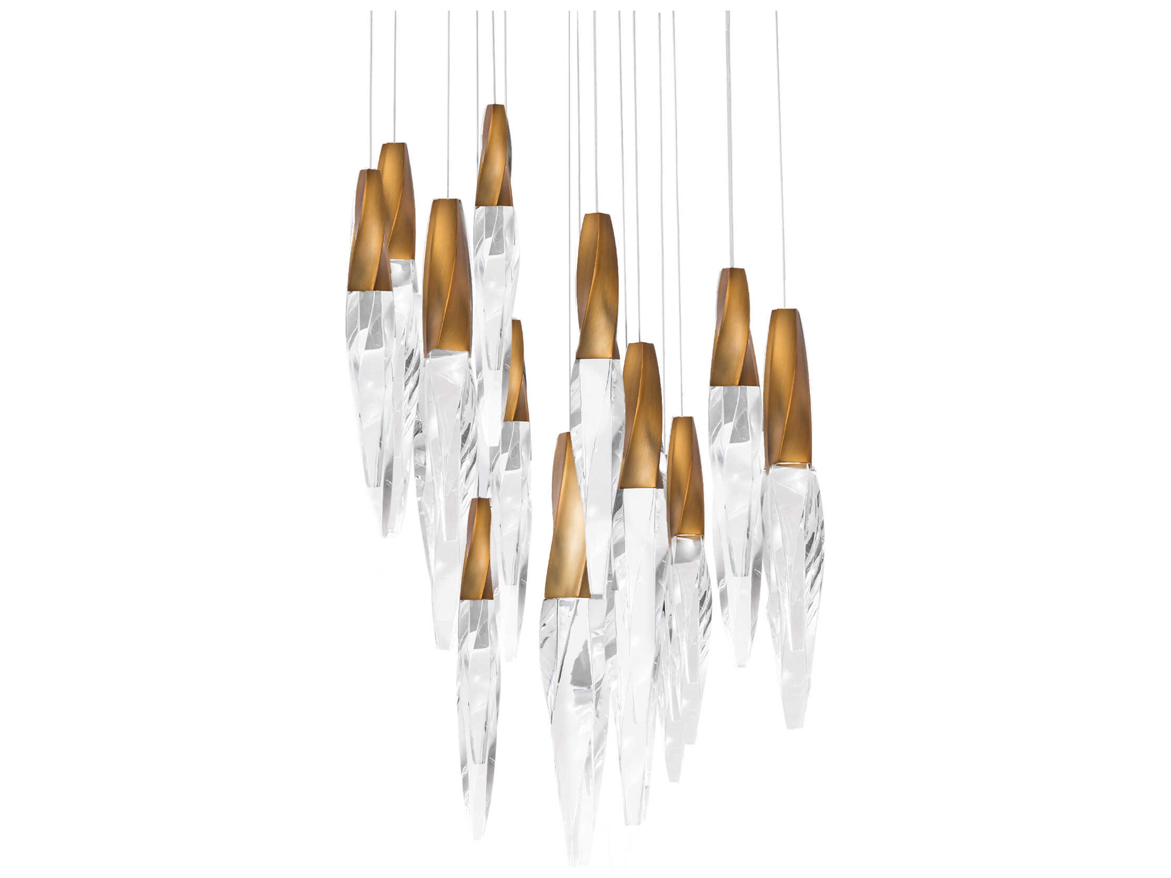 Kindjal 15-Light Aged Brass Pendant