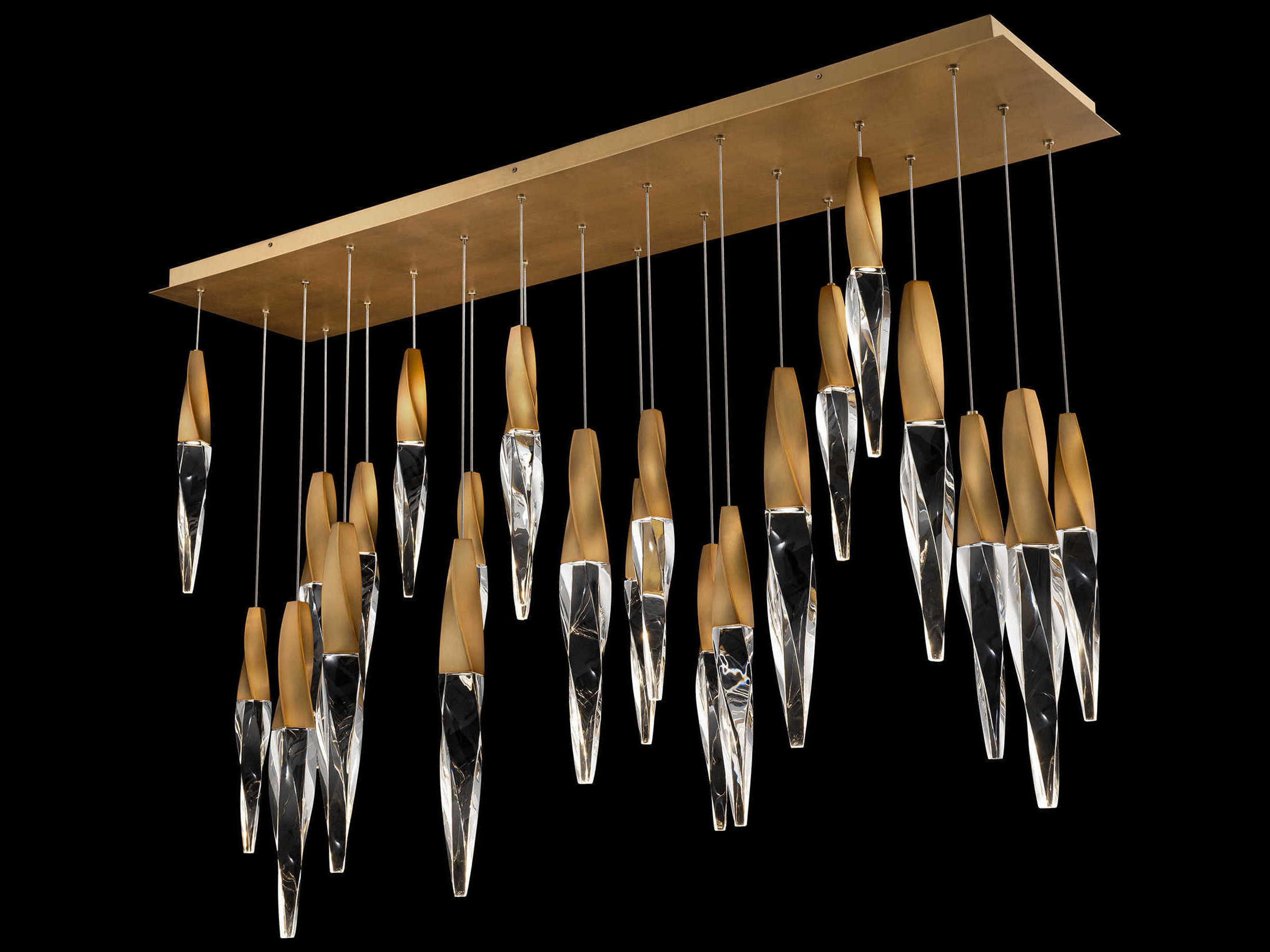Schonbek Kindjal 23-Light Aged Brass Linear Island Pendant