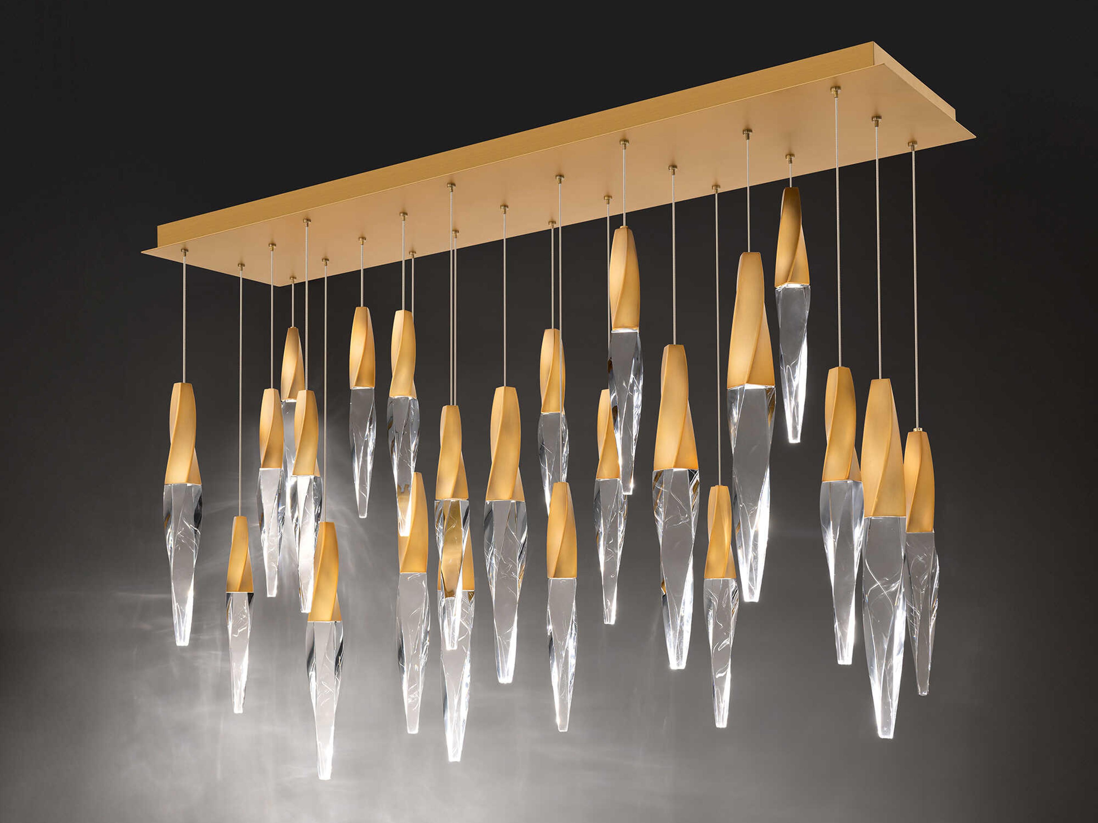 Schonbek Kindjal 23-Light Aged Brass Linear Island Pendant