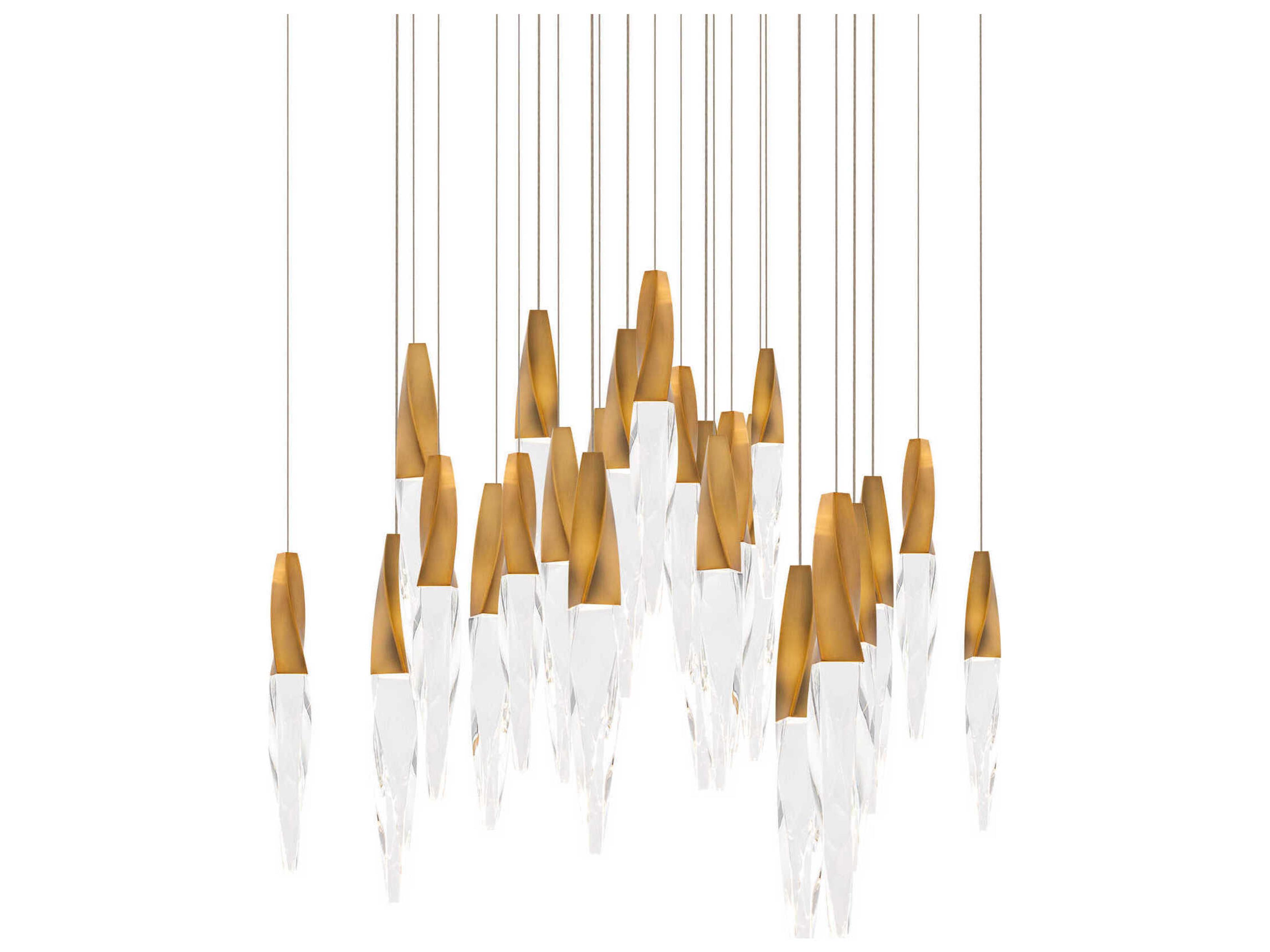 Kindjal 25-Light Aged Brass Linear Pendant