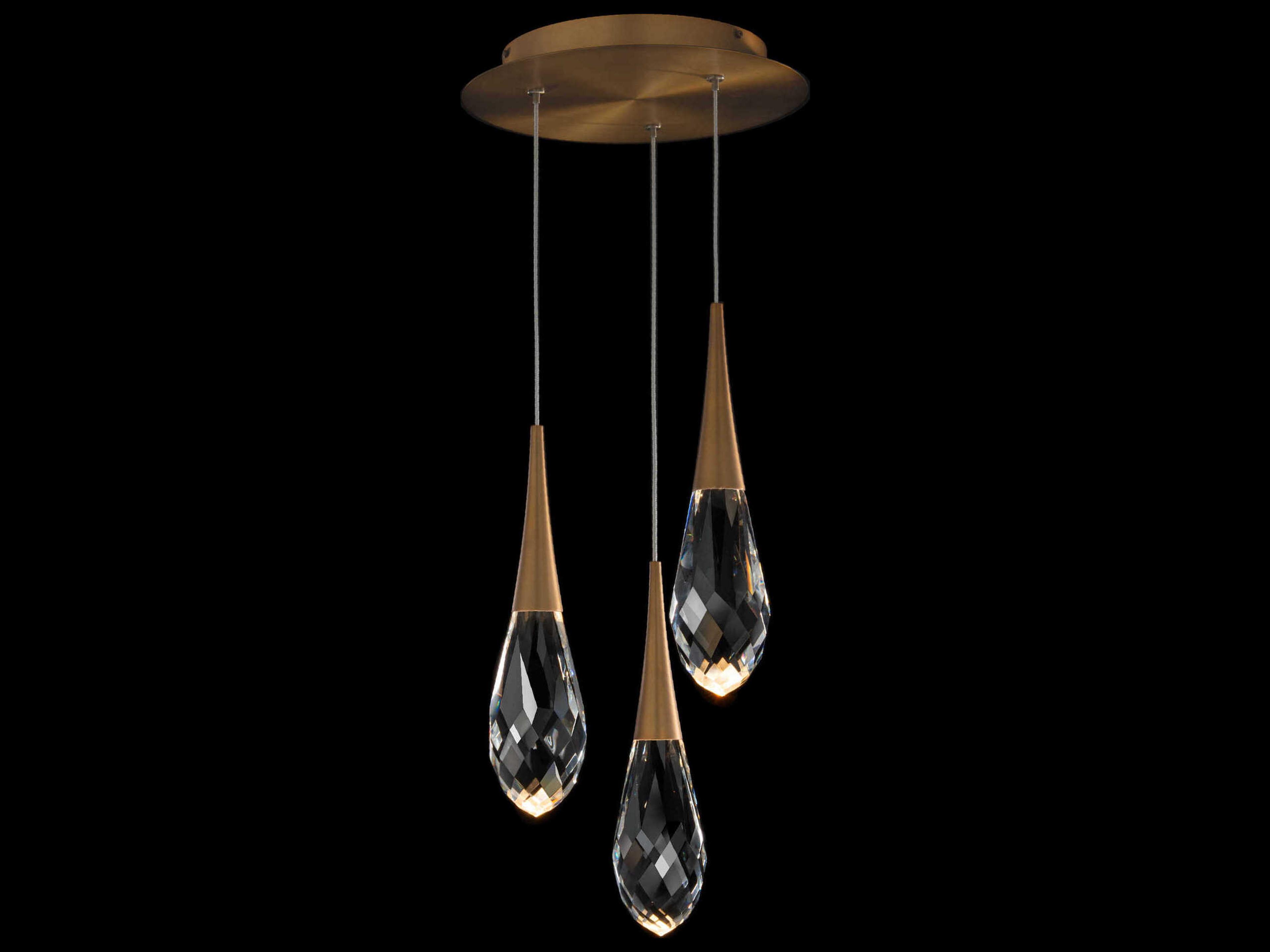 Schonbek Hibiscus 3-Light Aged Brass Mini Pendant