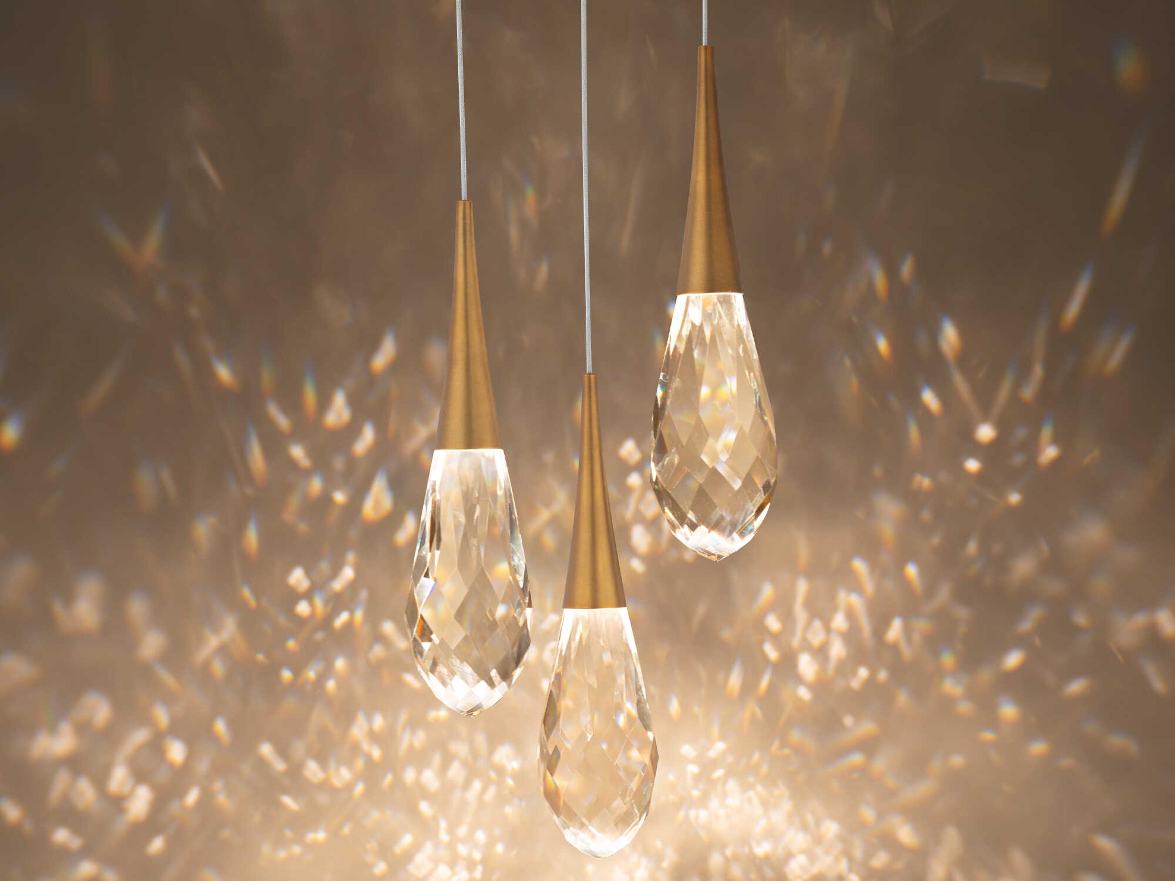 Schonbek Hibiscus 3-Light Aged Brass Mini Pendant