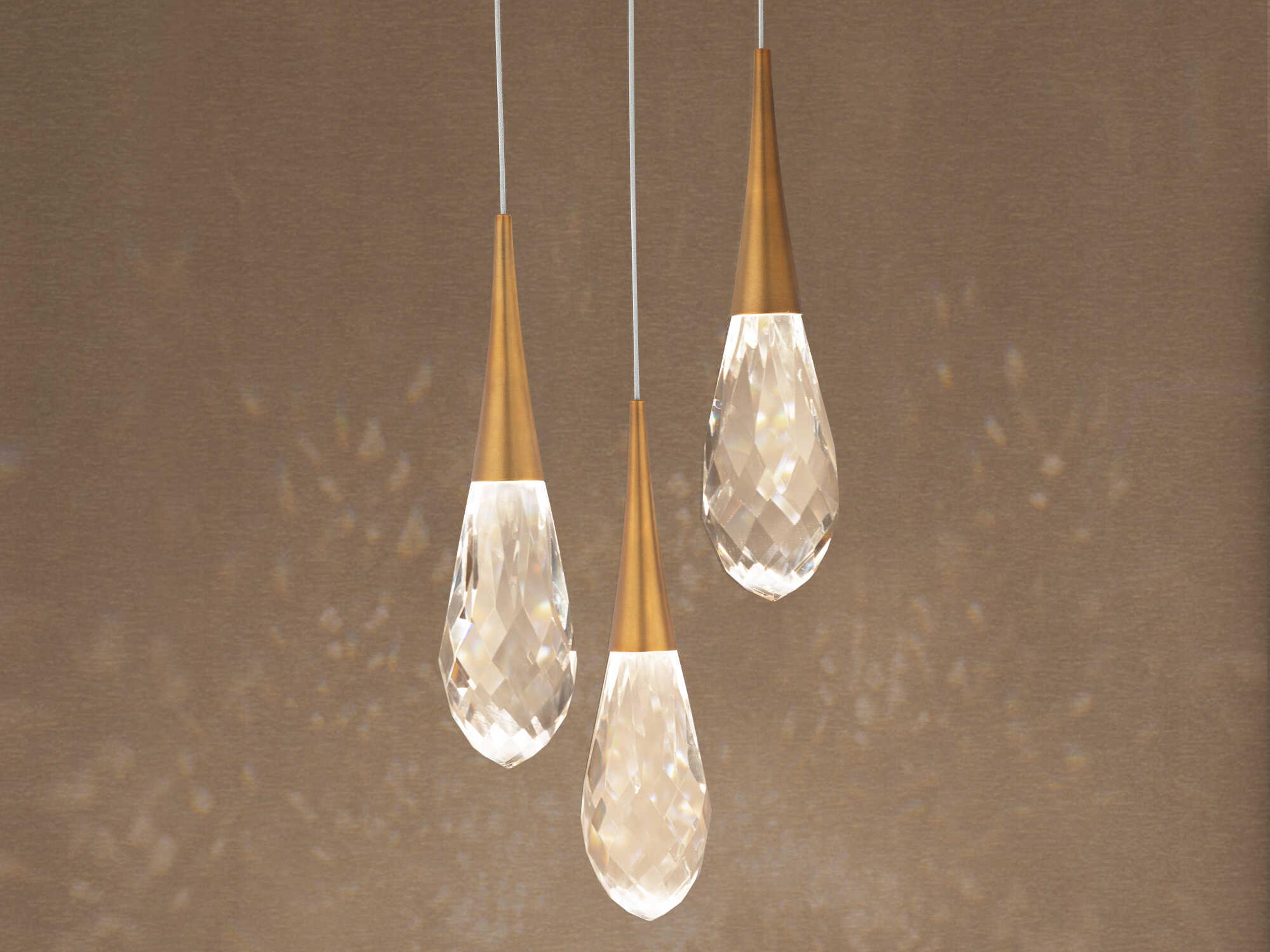 Schonbek Hibiscus 3-Light Aged Brass Mini Pendant