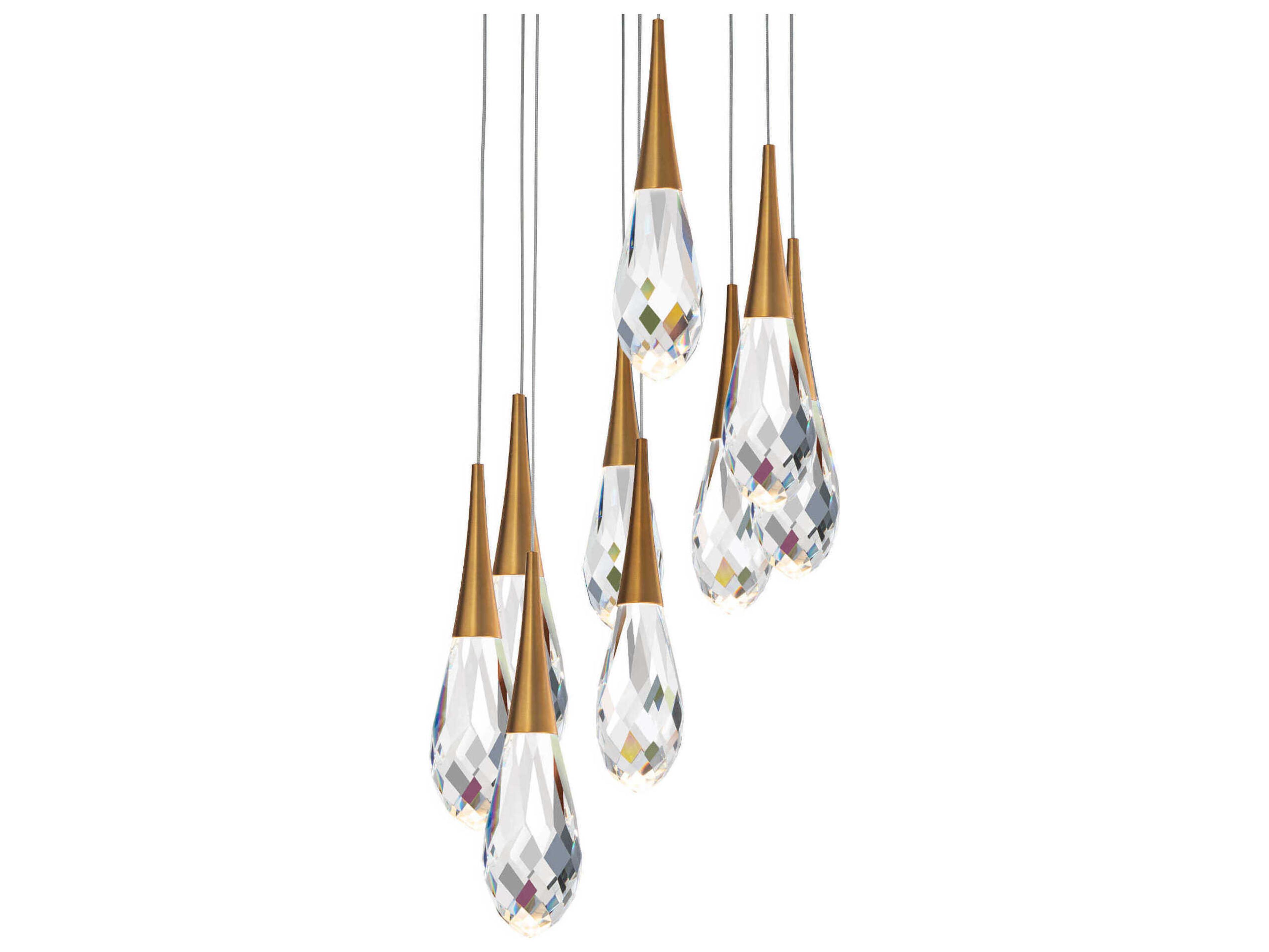 Hibiscus 9-Light Aged Brass Pendant