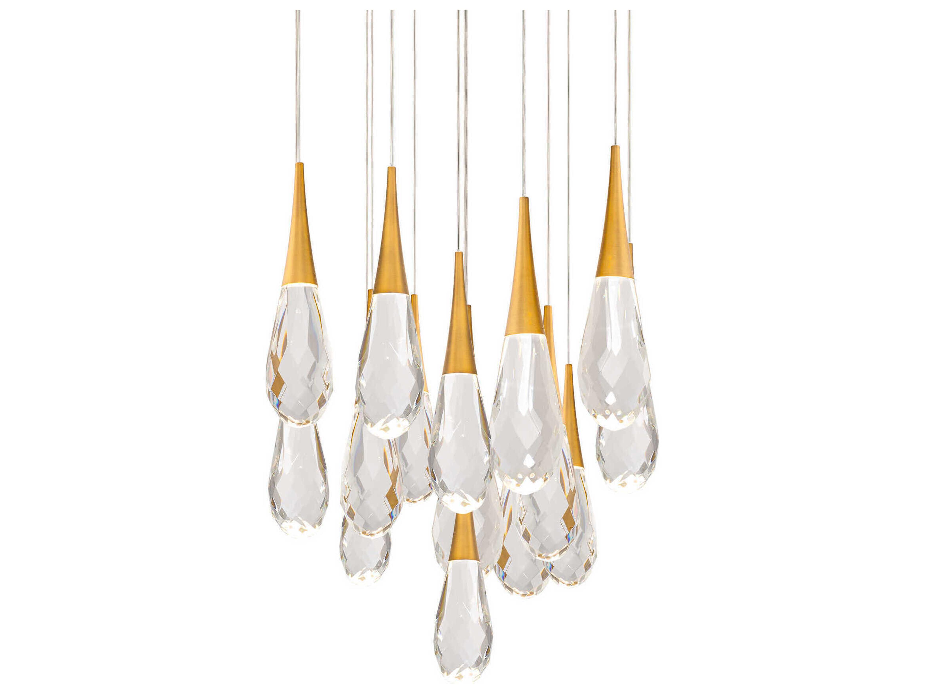 Hibiscus 15-Light Aged Brass Pendant