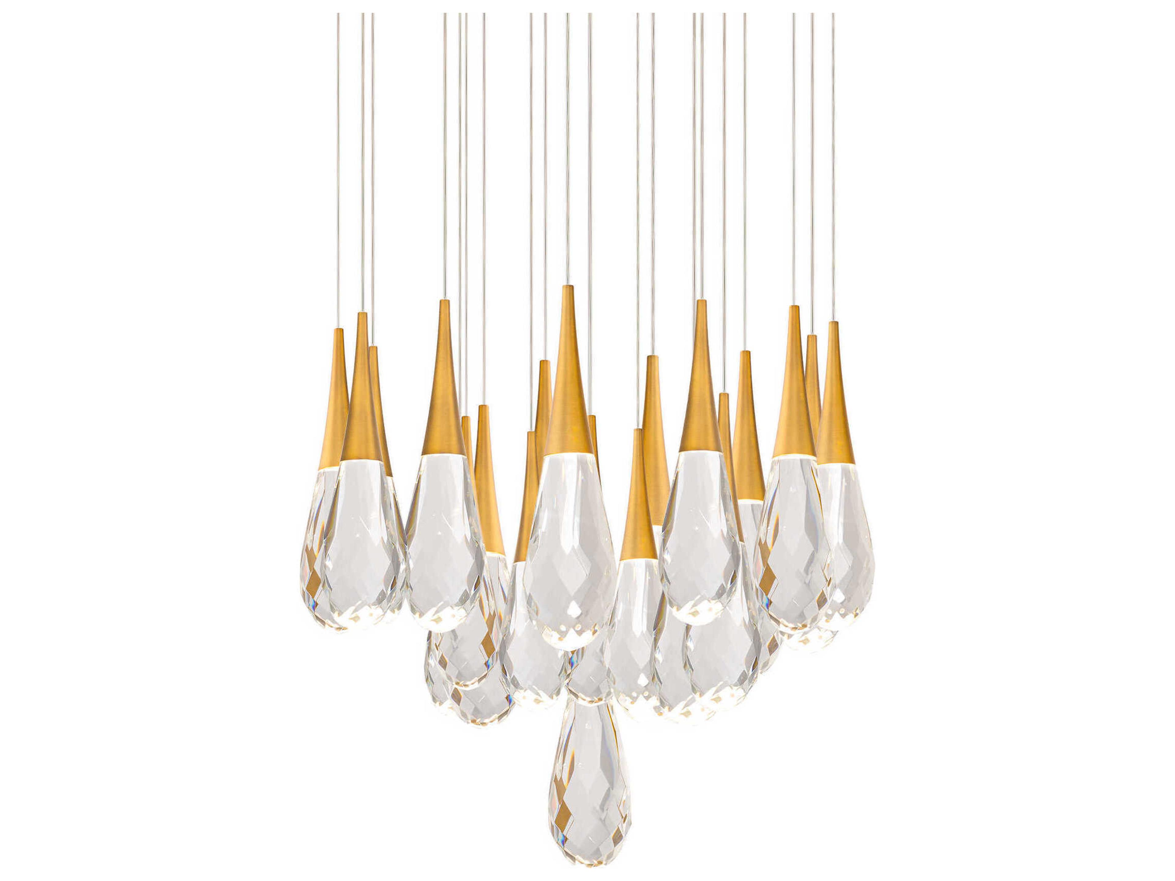 Hibiscus 21-Light Aged Brass Pendant