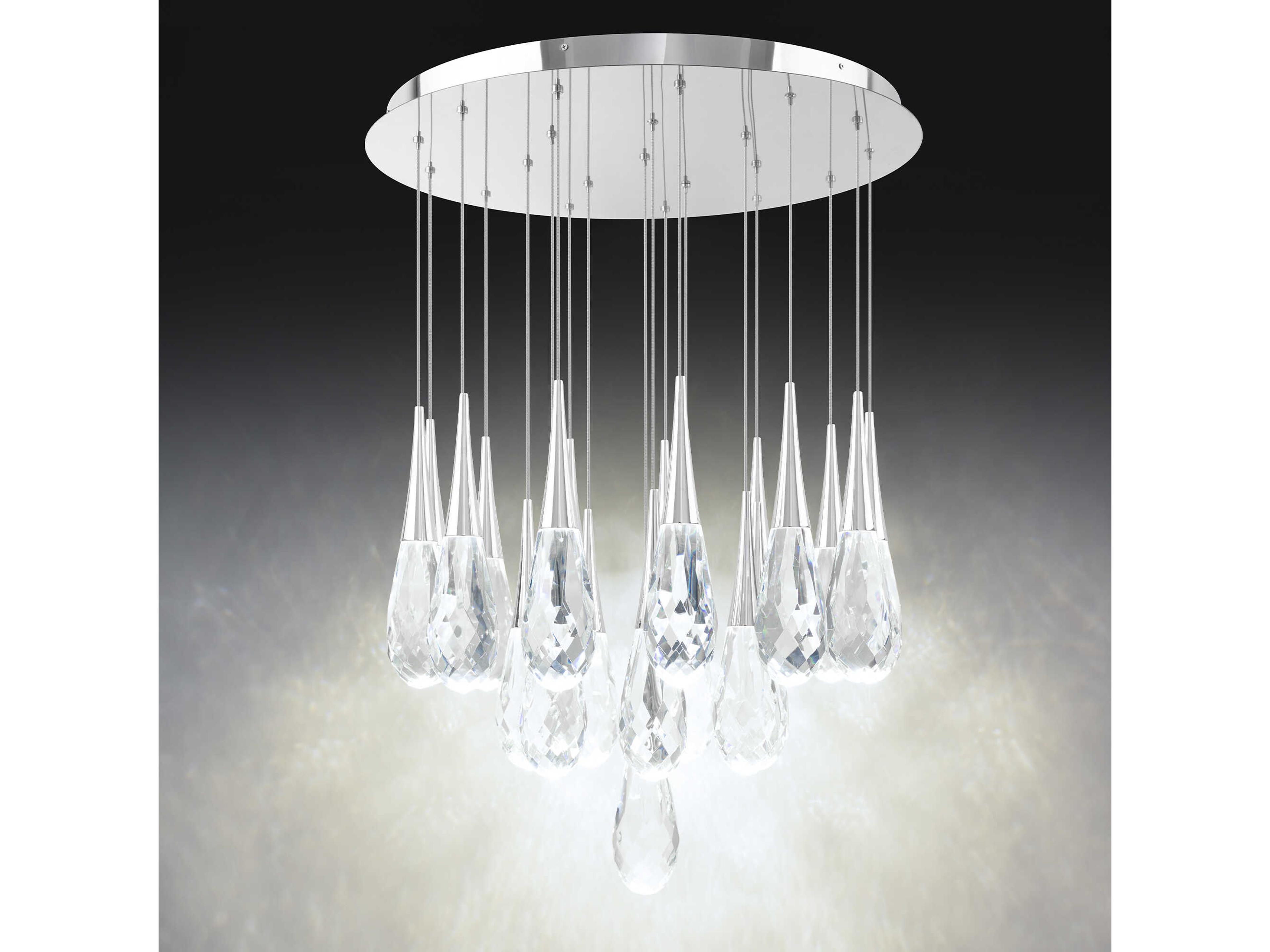 Schonbek Hibiscus 21-Light Polished Nickel Pendant