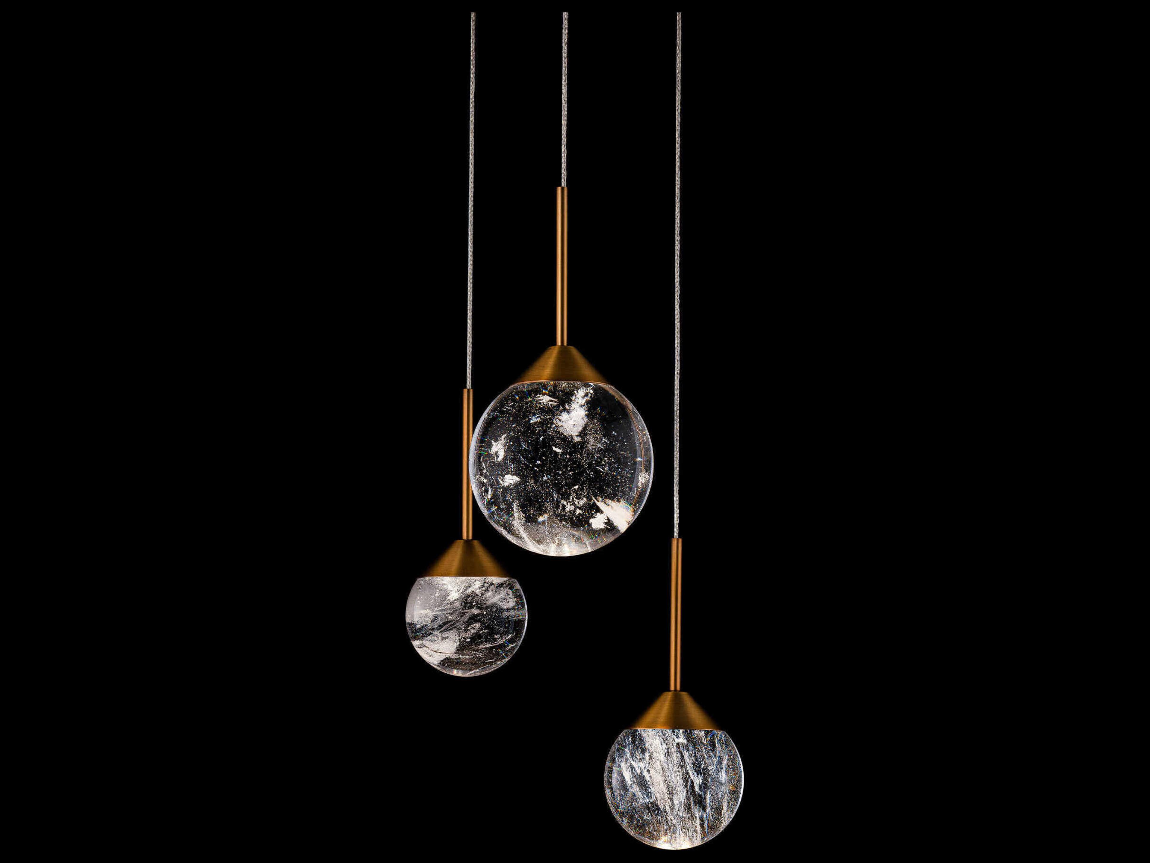 Schonbek Quest 3-Light Aged Brass Globe Mini Pendant