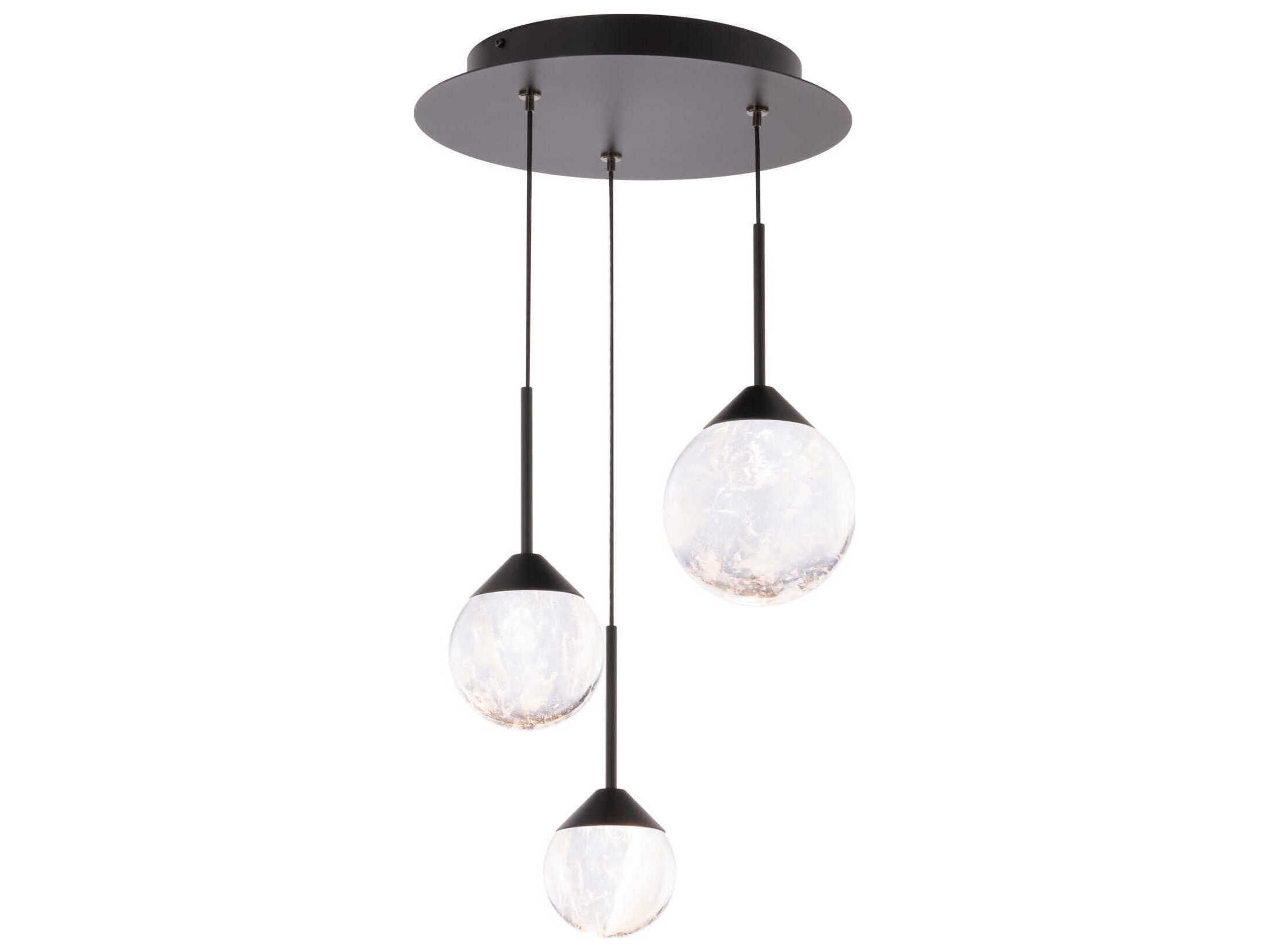 Quest 3-Light Black Globe Mini Pendant
