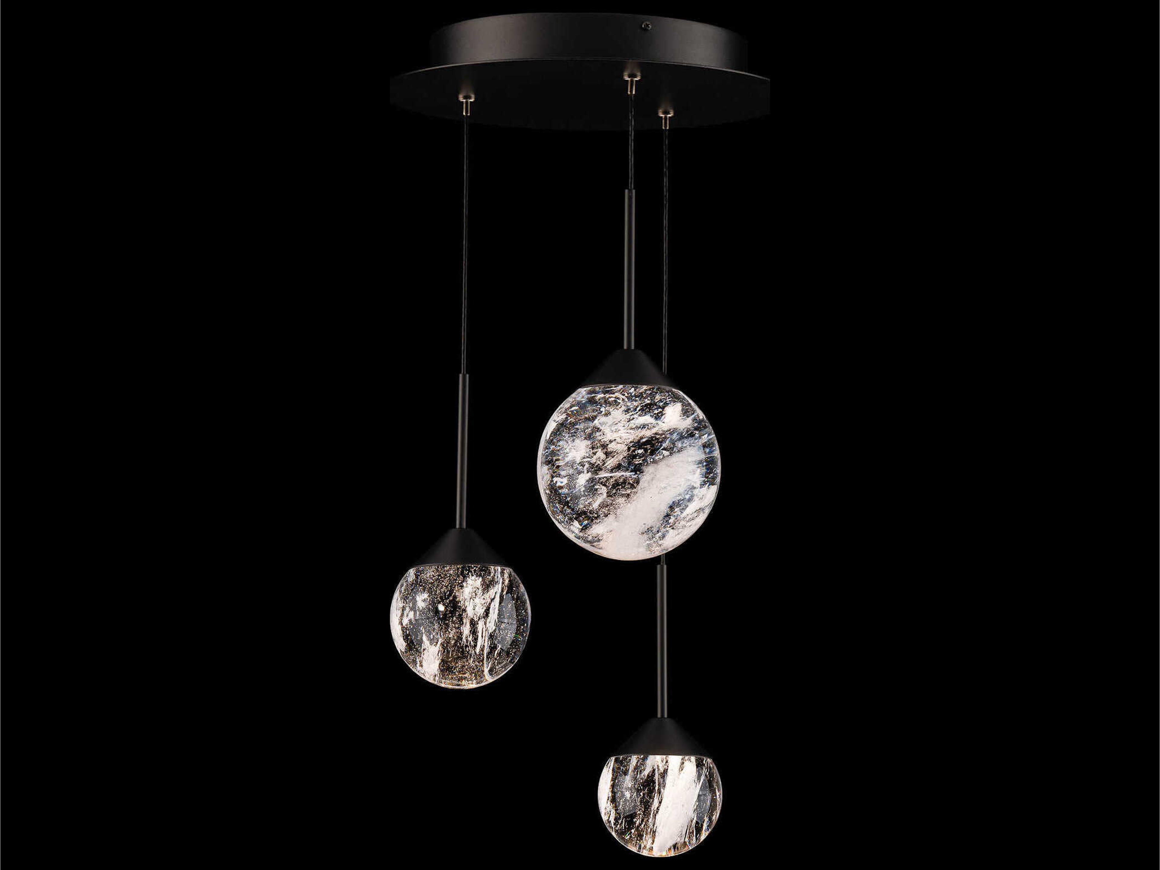 Schonbek Quest 3-Light Black Globe Mini Pendant