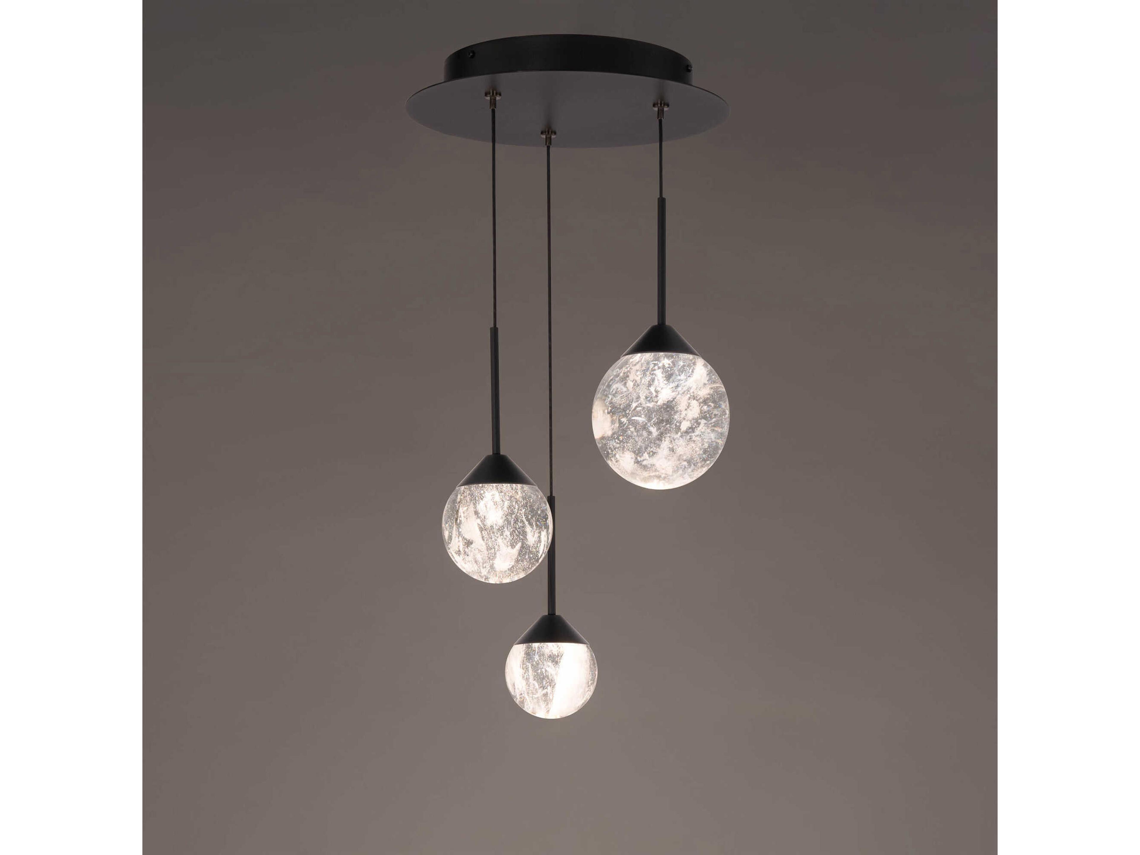Schonbek Quest 3-Light Black Globe Mini Pendant