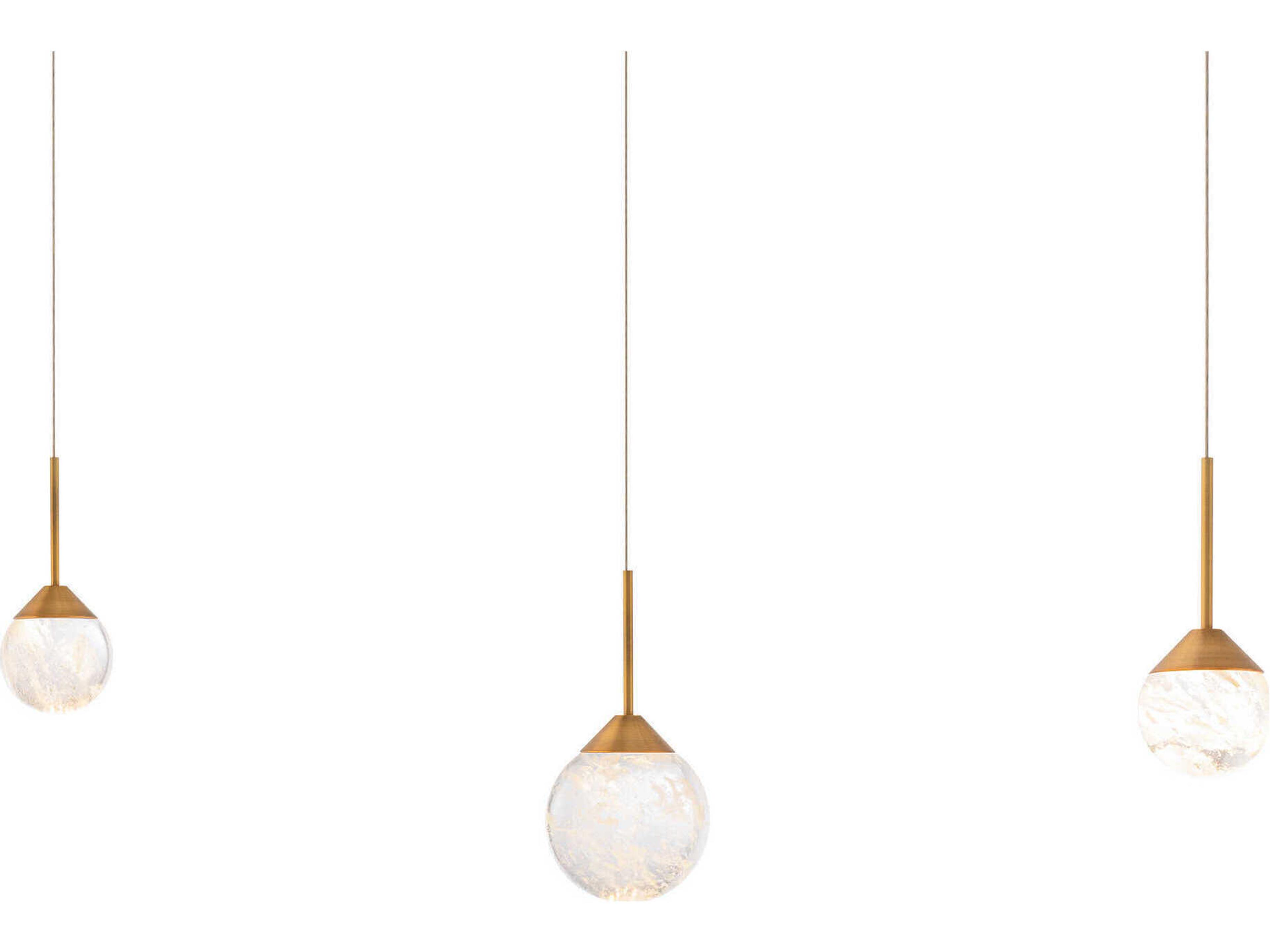 Quest 3-Light Aged Brass Globe Island Pendant