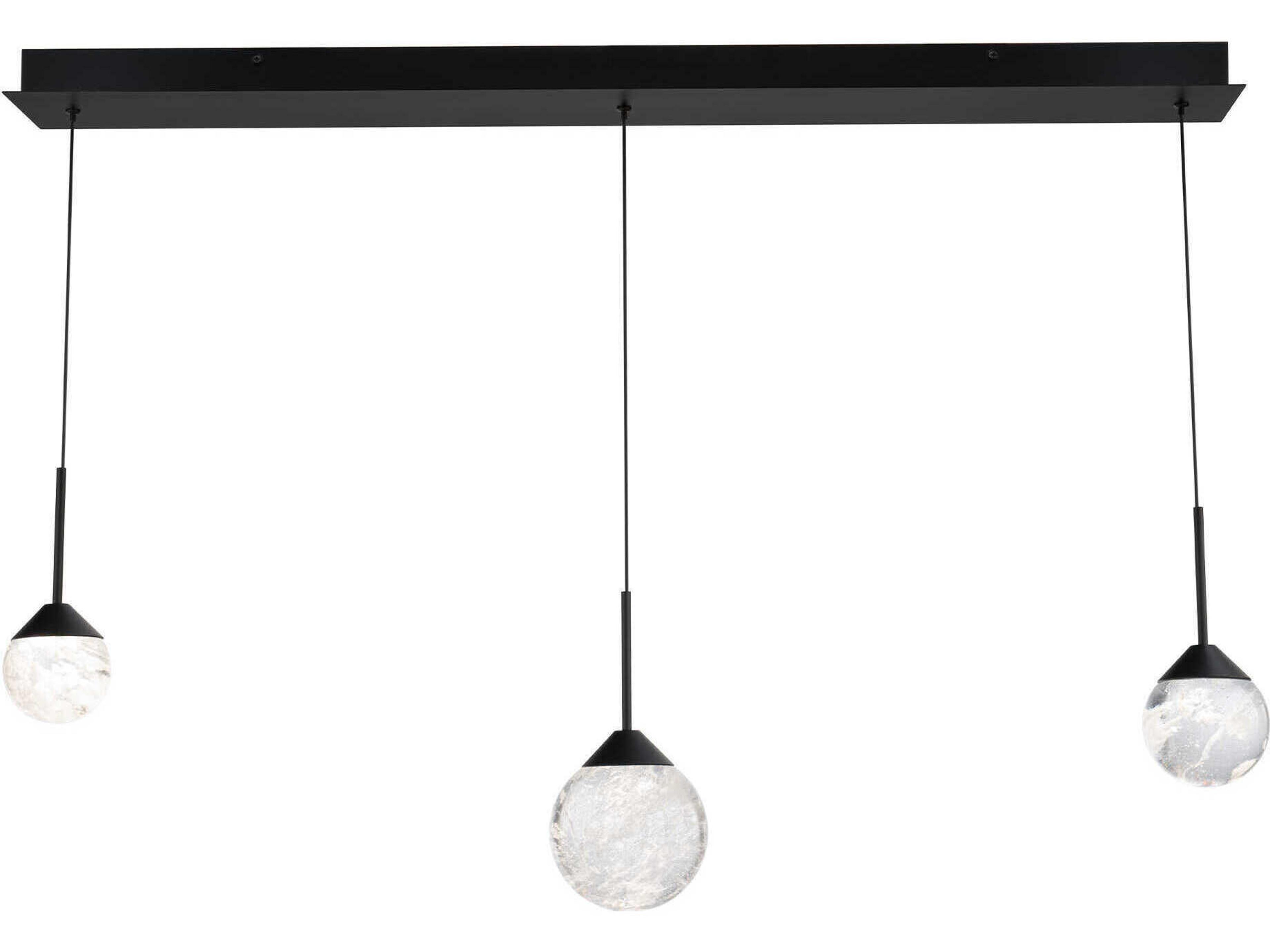 Quest 3-Light Black Globe Island Pendant