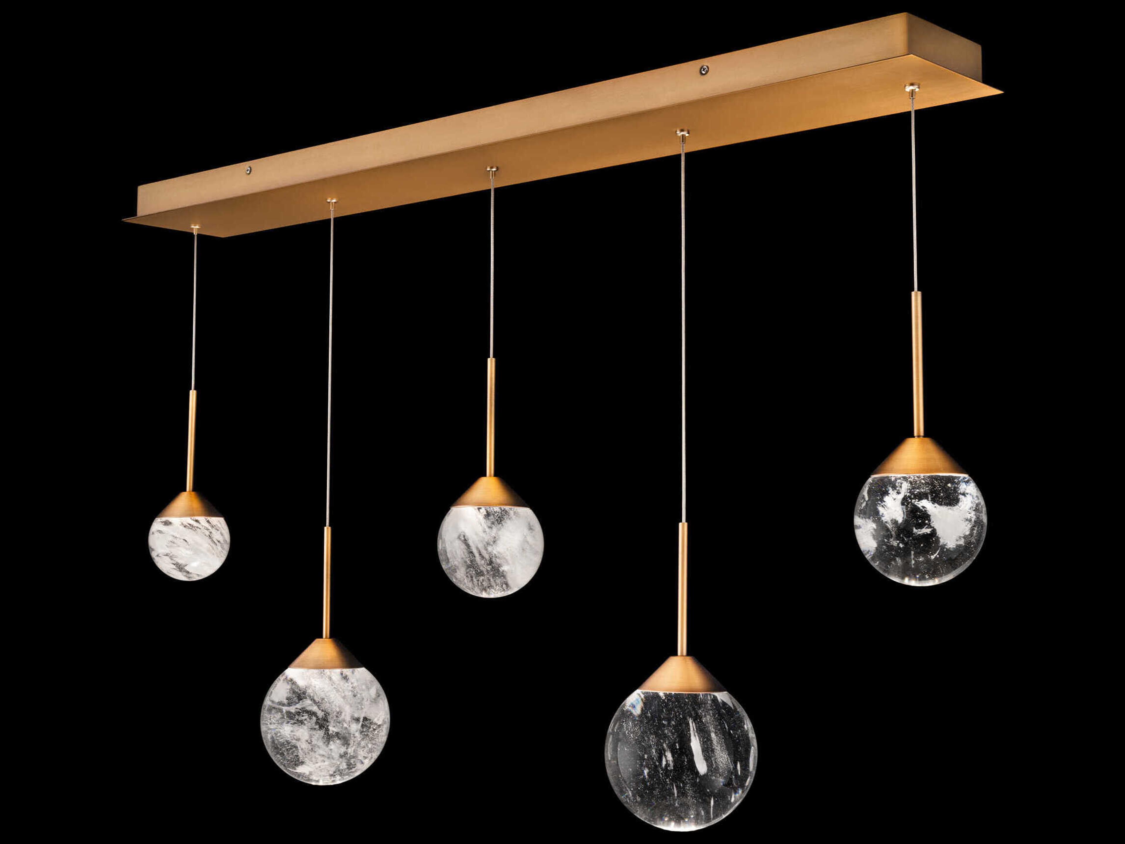 Schonbek Quest 5-Light Aged Brass Globe Island Pendant