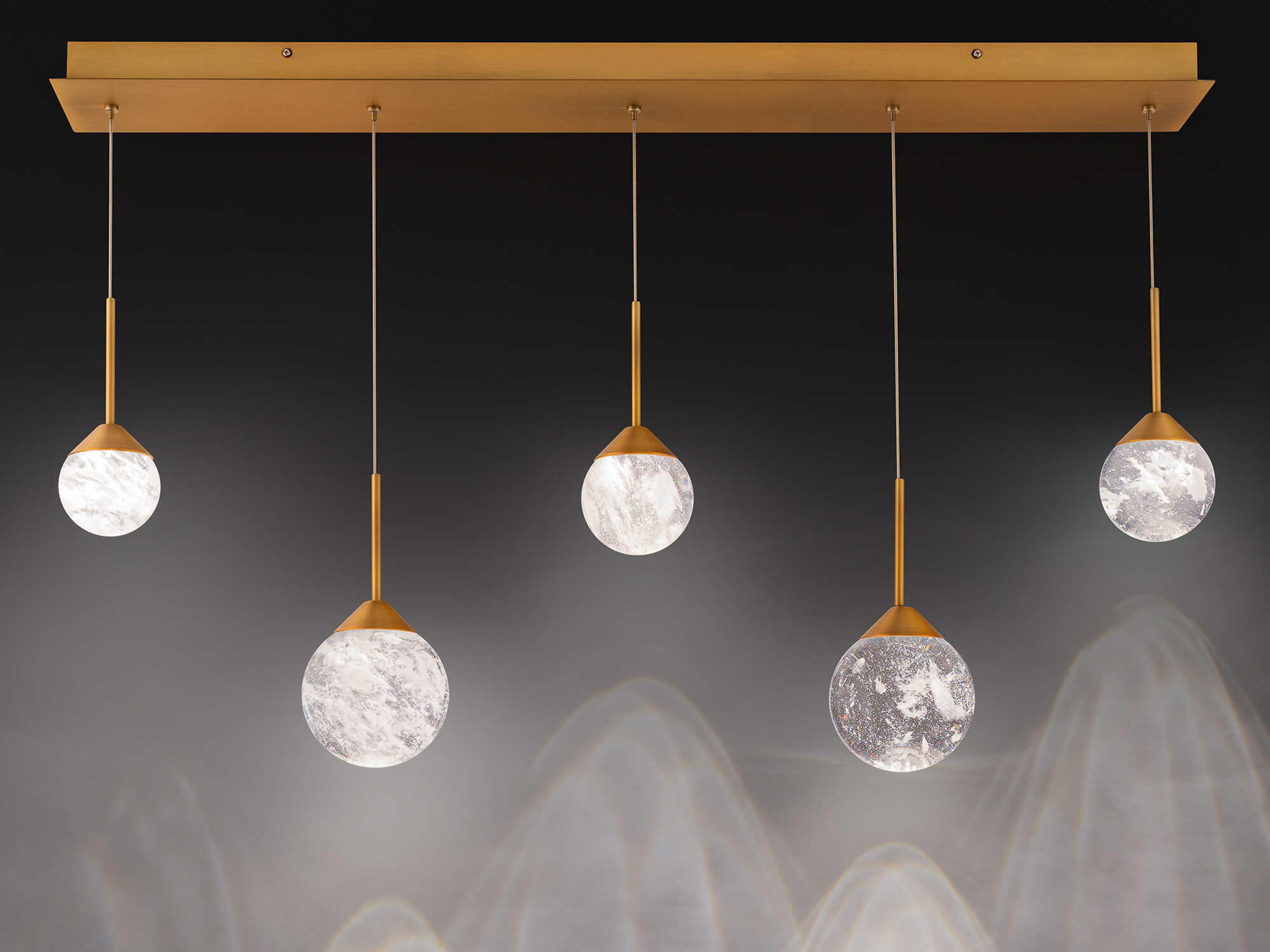 Schonbek Quest 5-Light Aged Brass Globe Island Pendant