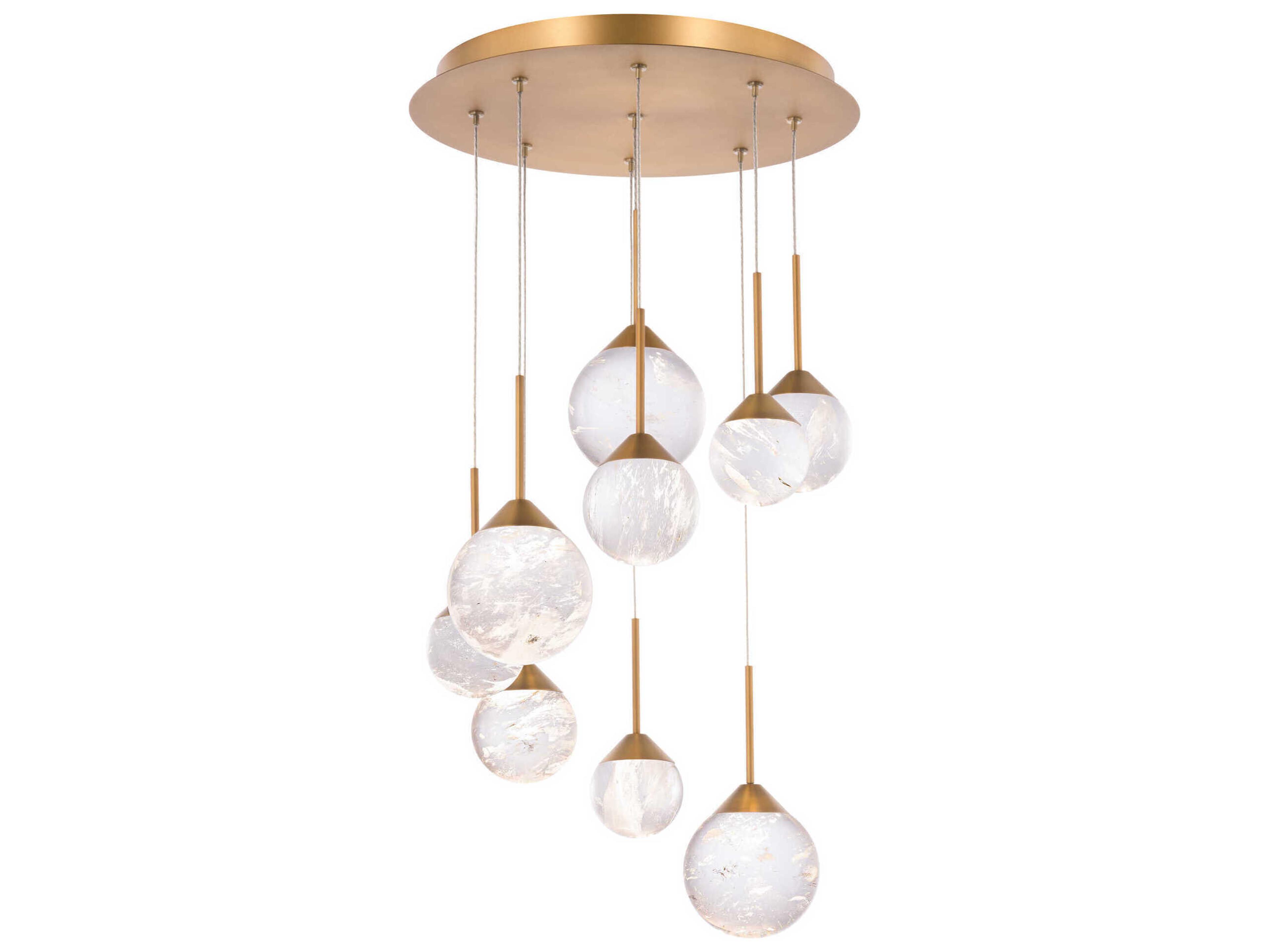 Quest 9-Light Aged Brass Globe Pendant